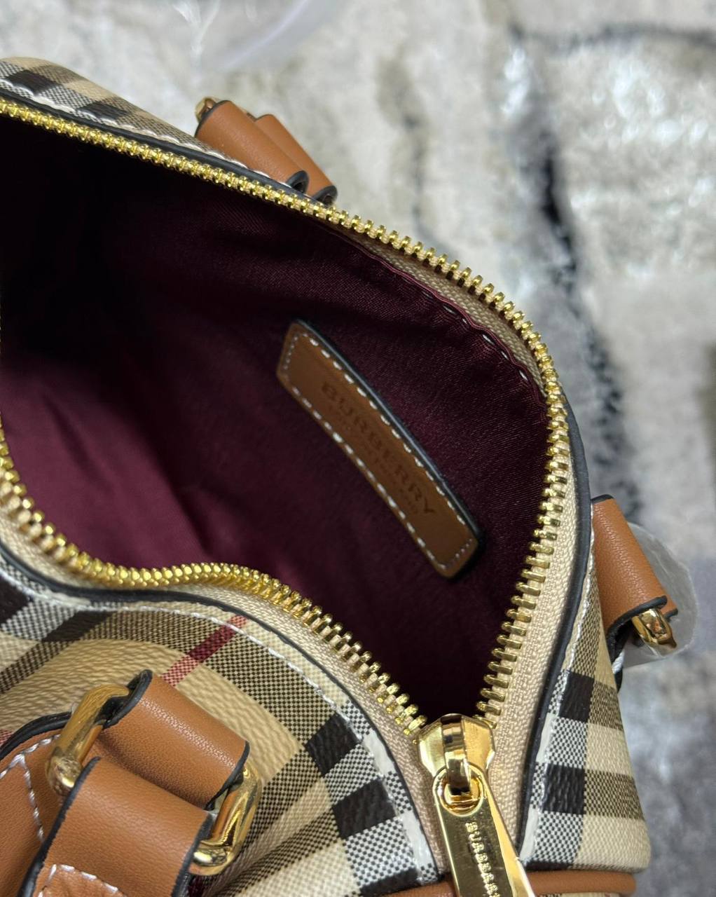 Burberry Mini Check Bowling Bag Vintage Check Canvas 81185651 Women's Reps Sale Best Quality AAA Replica