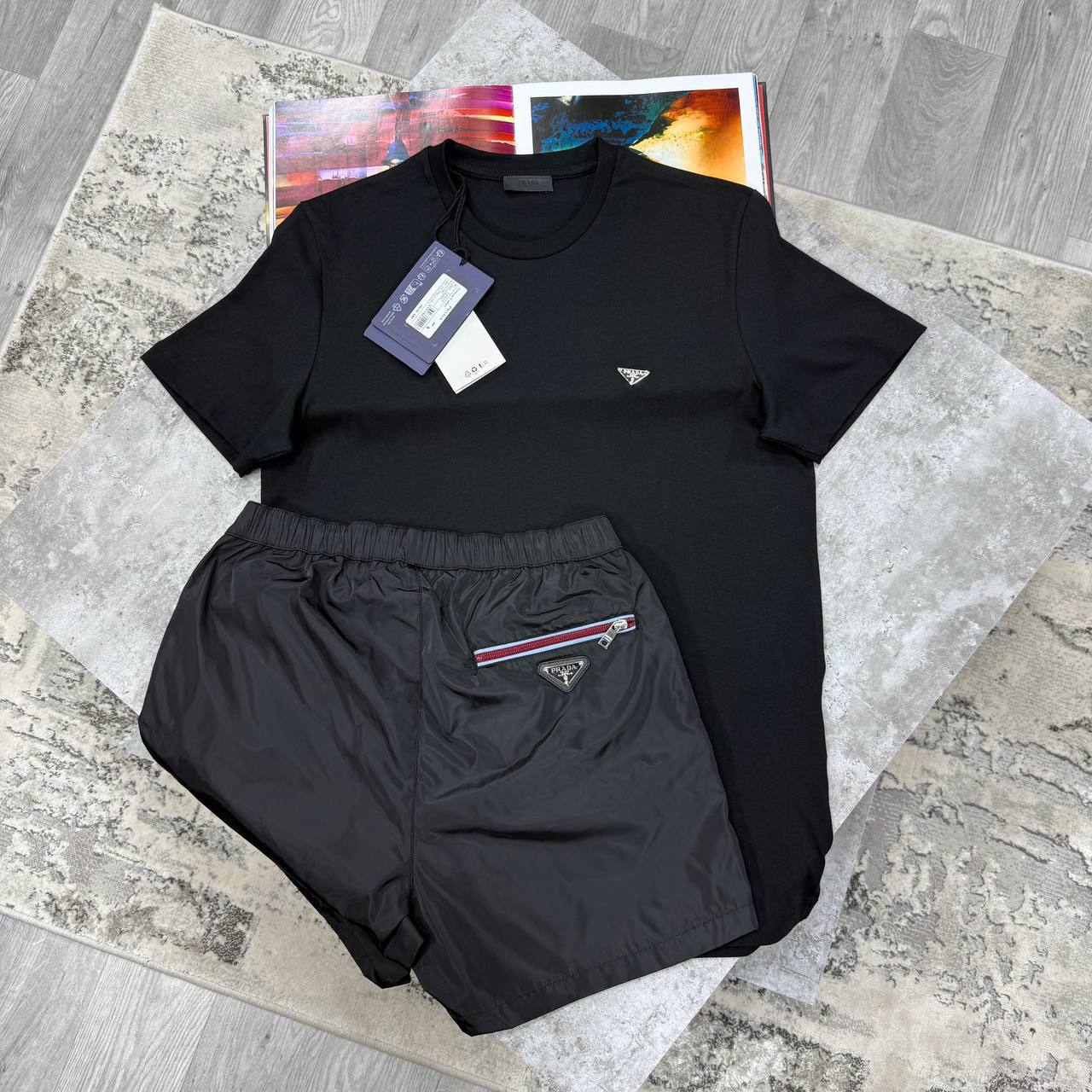 Prada Triangle Logo Casual Men's T-Shirts & Shorts Set in Different Colors Reps Sale UK Best Quality AAA Replica