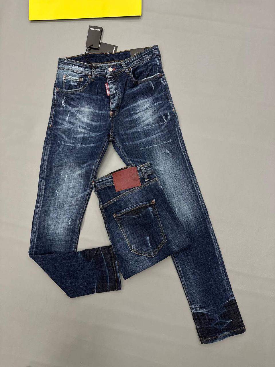 Dsquared2 Dark Wash Heavy Whiskered Distressed Slim Fit Jeans in Multiple Waist Sizes Reps Sale UK Best Quality AAA Replica