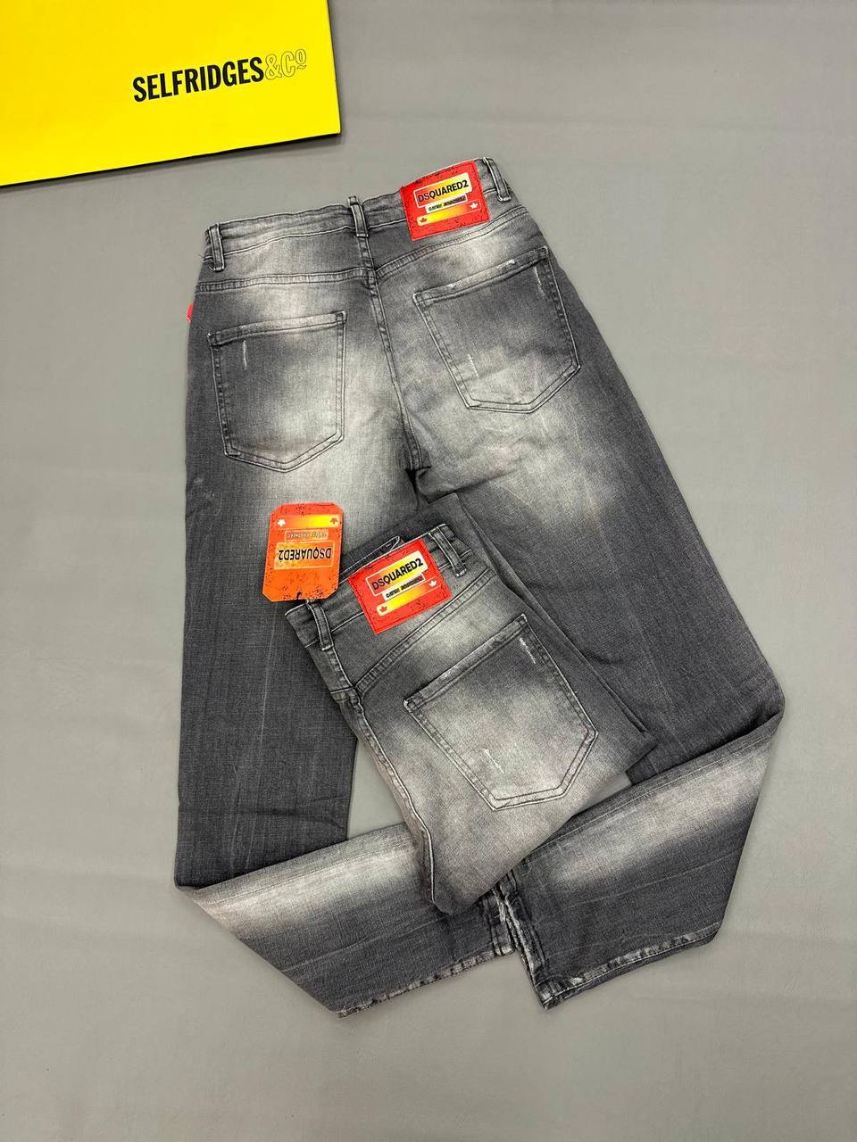 Dsquared2 Grey Wash Heavy Whiskered Distressed Slim Jeans in Multiple Waist Sizes Reps Sale UK Best Quality AAA Replica