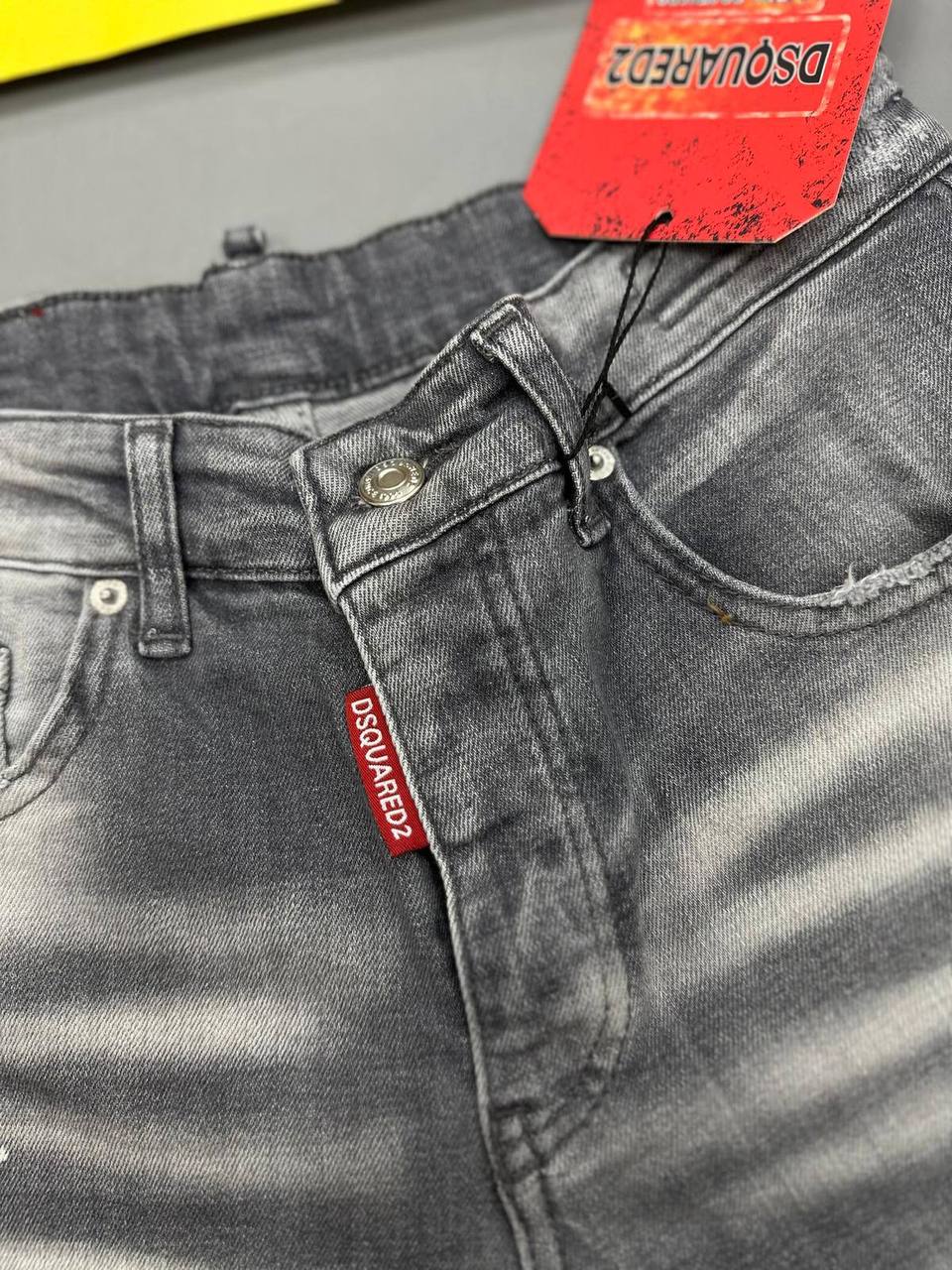 Dsquared2 Grey Wash Heavy Whiskered Distressed Slim Jeans in Multiple Waist Sizes Reps Sale UK Best Quality AAA Replica
