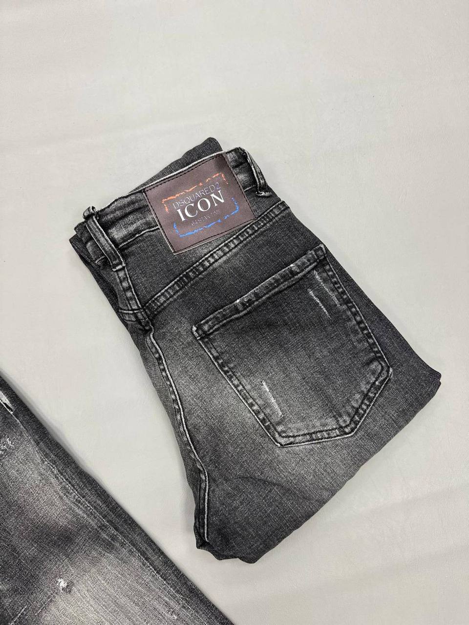 Dsquared2 Black Distressed Whiskered Icon Patch Jeans in Multiple Waist Sizes Reps Sale UK Best Quality AAA Replica