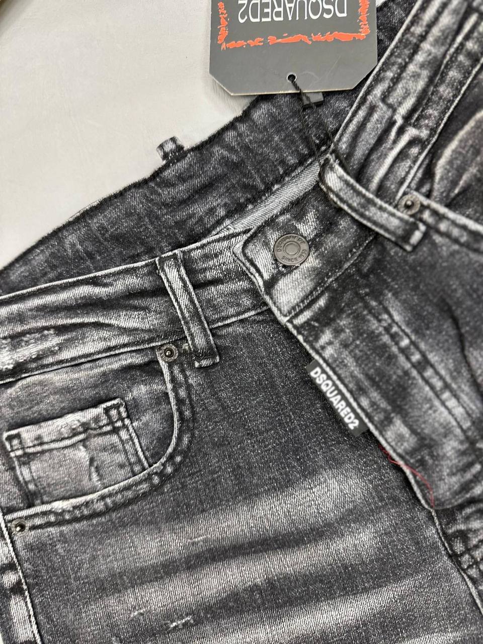 Dsquared2 Black Distressed Whiskered Icon Patch Jeans in Multiple Waist Sizes Reps Sale UK Best Quality AAA Replica