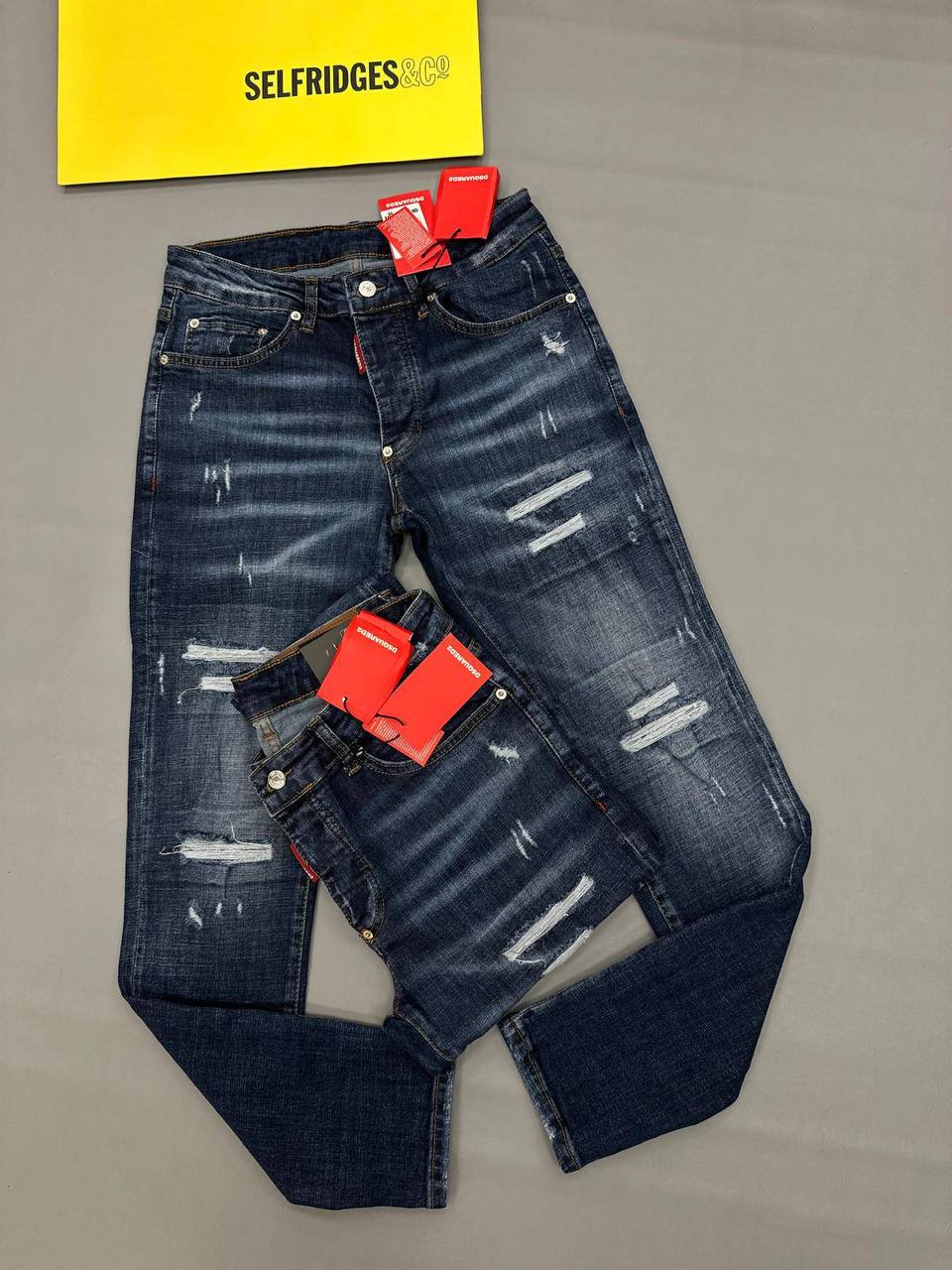 Dsquared2 Blue Distressed Ripped Jeans in Multiple Waist Sizes Reps Sale UK Best Quality AAA Replica