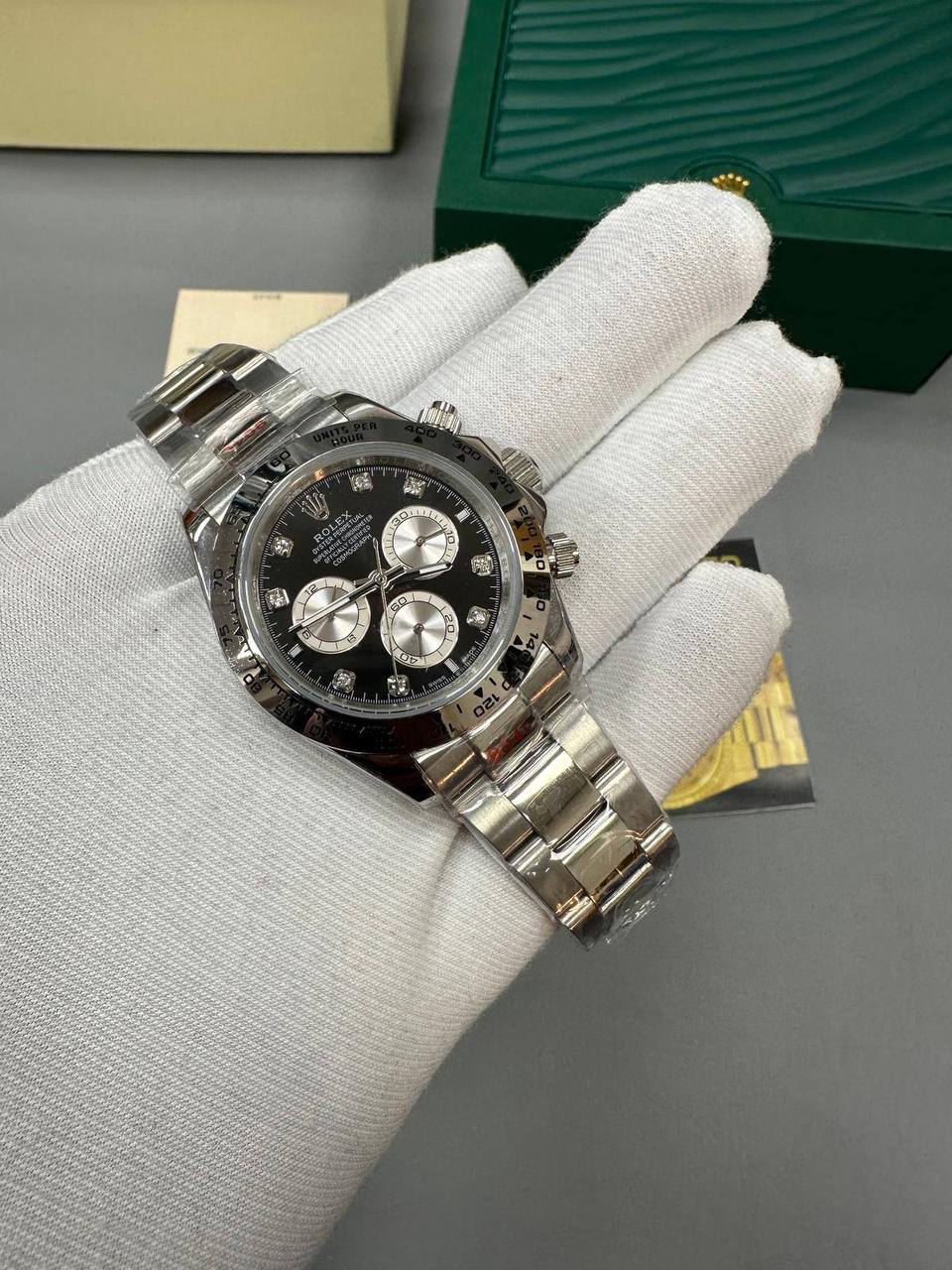 Rolex Daytona Black Diamond Dial Stainless Steel Men's Watch Reference 116509 UK Best Quality Reps Sale AAA Replica