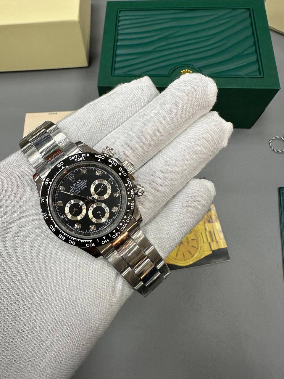 Rolex Daytona Black Diamond Dial Stainless Steel Men's Watch Reference 116500LN UK Best Quality Reps Sale AAA Replica