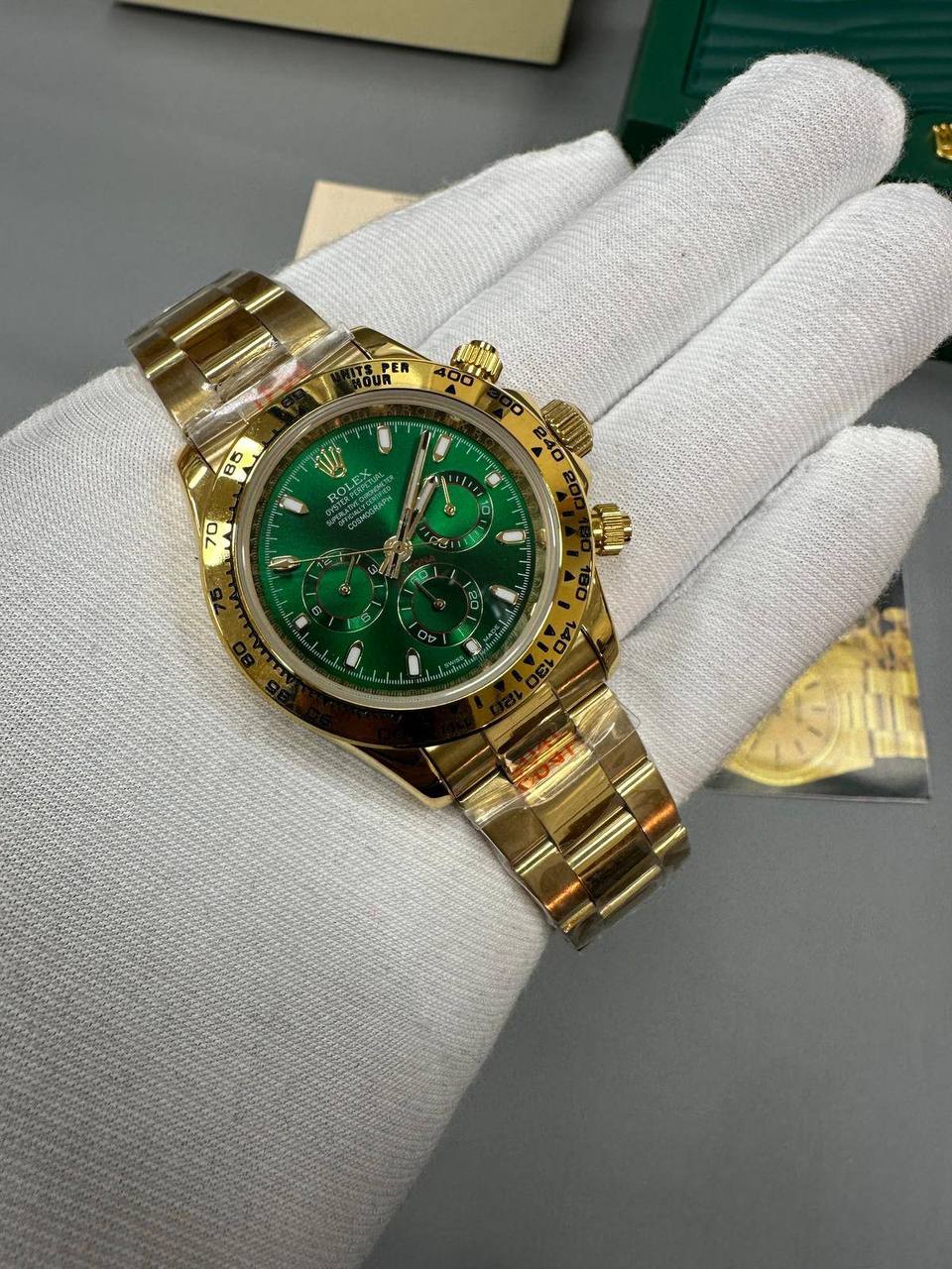 Rolex Cosmograph Daytona 116508-0013 Yellow Gold All-Green Dial Men's Watch Oyster Bracelet Reps Sale UK Best Quality AAA Replica