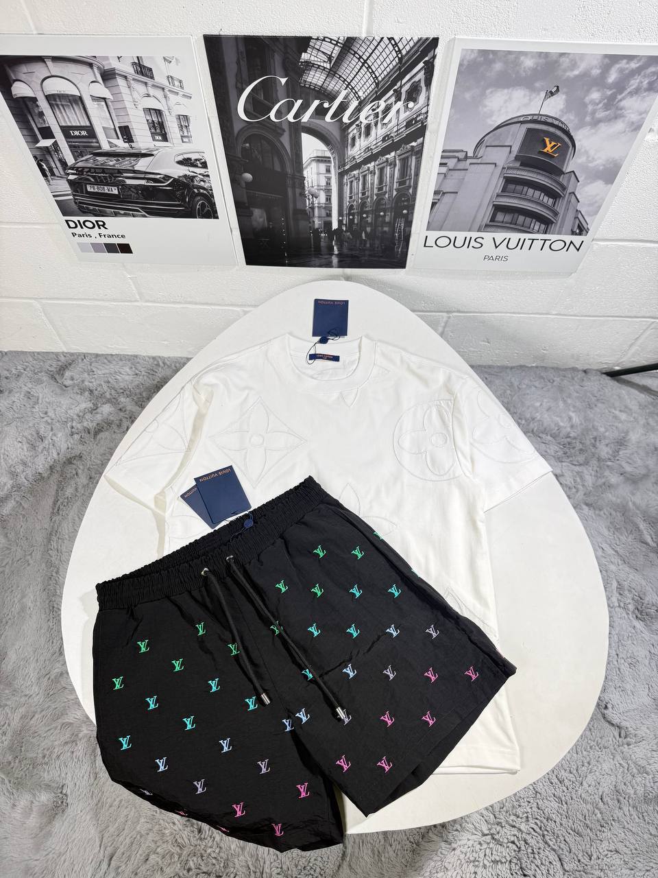 Louis Vuitton Quilted Flower Men's T-Shirts & Shorts Set in Different Colors Reps Sale UK Best Quality AAA Replica