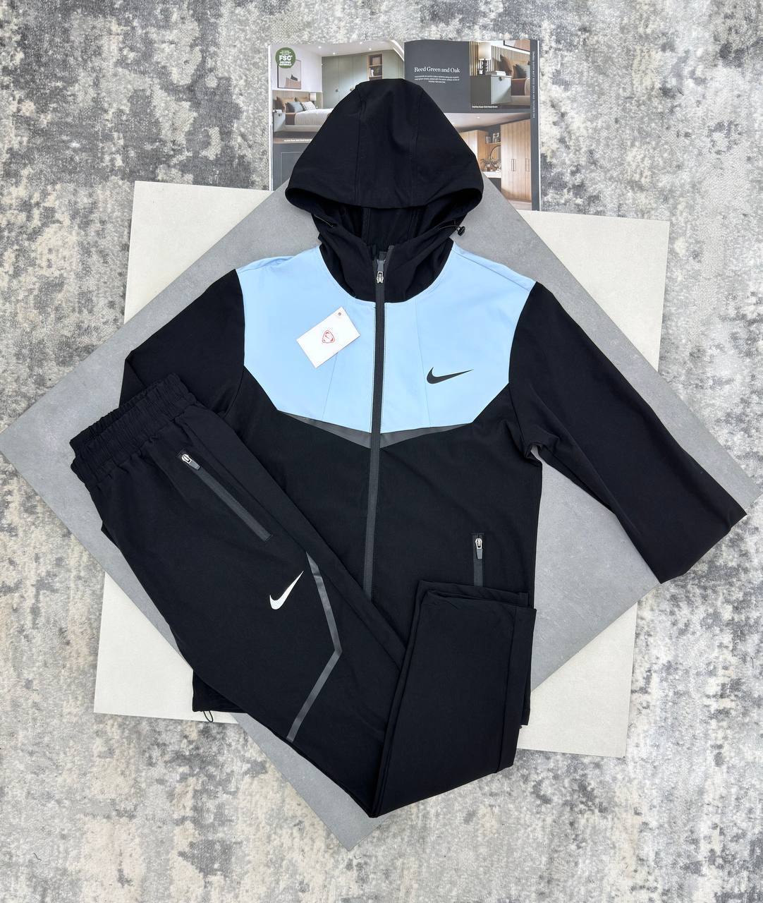 Nike Sportswear Windrunner Hooded Tracksuit Men's in Black/Light Blue Color Reps Sale UK Best Quality AAA Replica