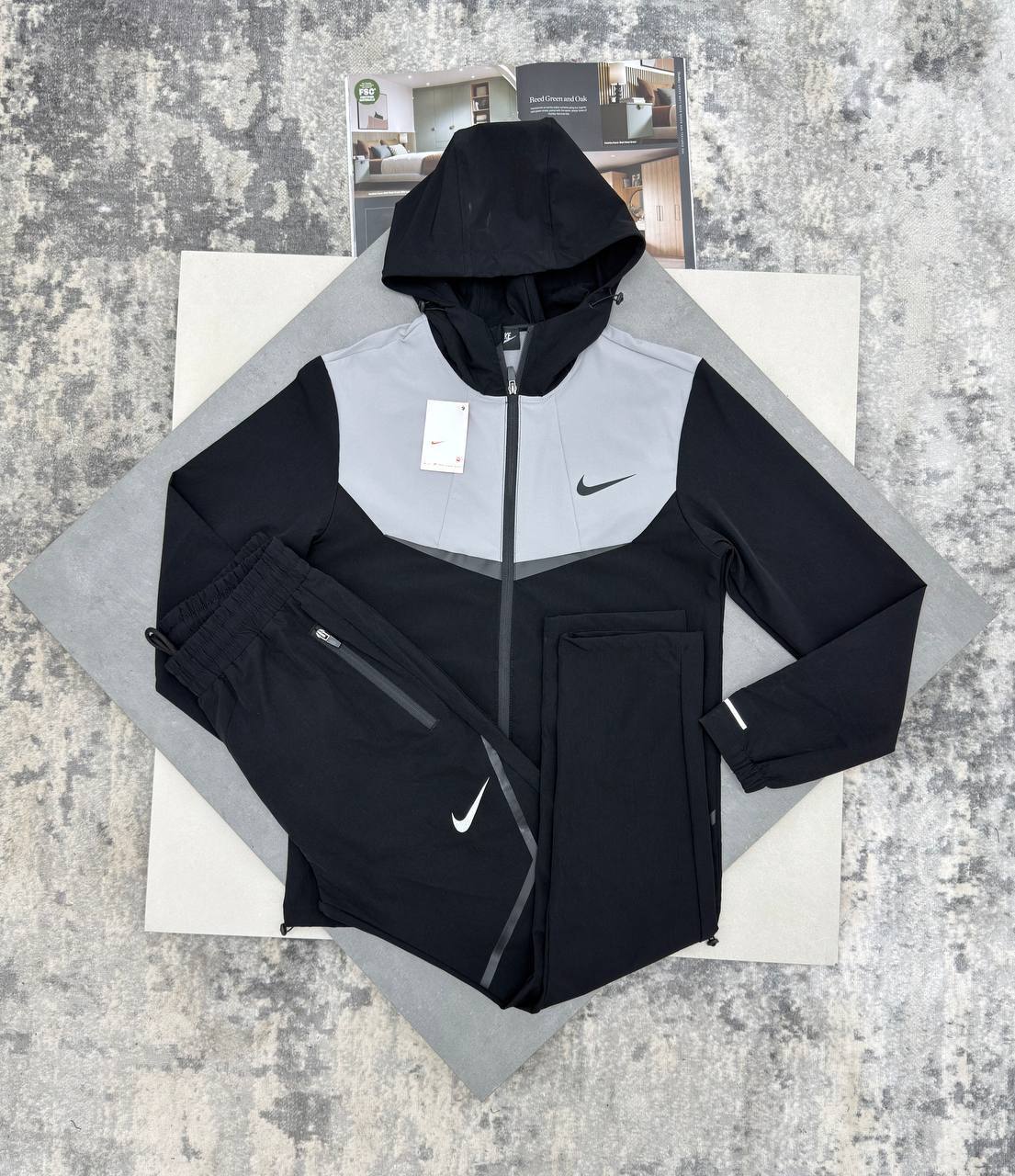 Nike Sportswear Windrunner Hooded Tracksuit Men's in Black/Grey Color Reps Sale UK Best Quality AAA Replica