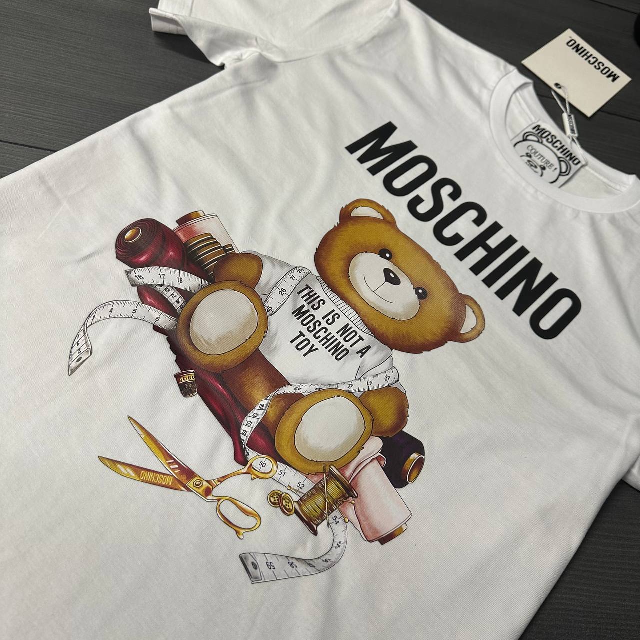 Moschino Sartorial Teddy Bear Short Sleeve Men's Women's T-Shirts in 2 Colors Reps Sale UK Best Quality AAA Replica
