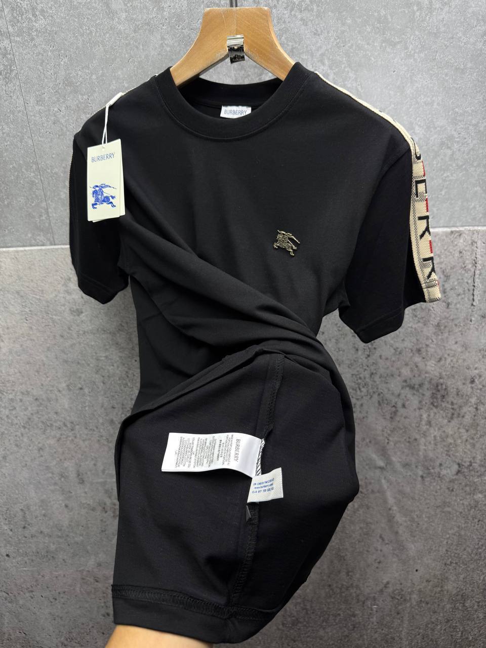 Burberry Check Trim Shoulder-Tape Men's Women's T-Shirts in 2 Colors Reps Sale UK Best Quality AAA Replica