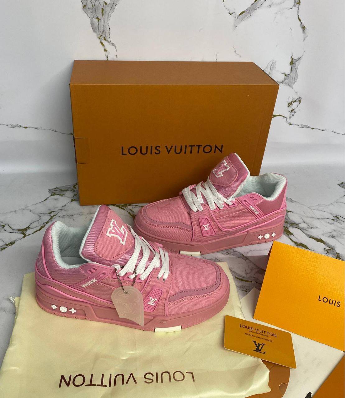 Louis Vuitton LV Trainer "Monogram Denim Pink" 1AHWPB Trainers Women's Reps Sale UK Best Quality AAA Replica