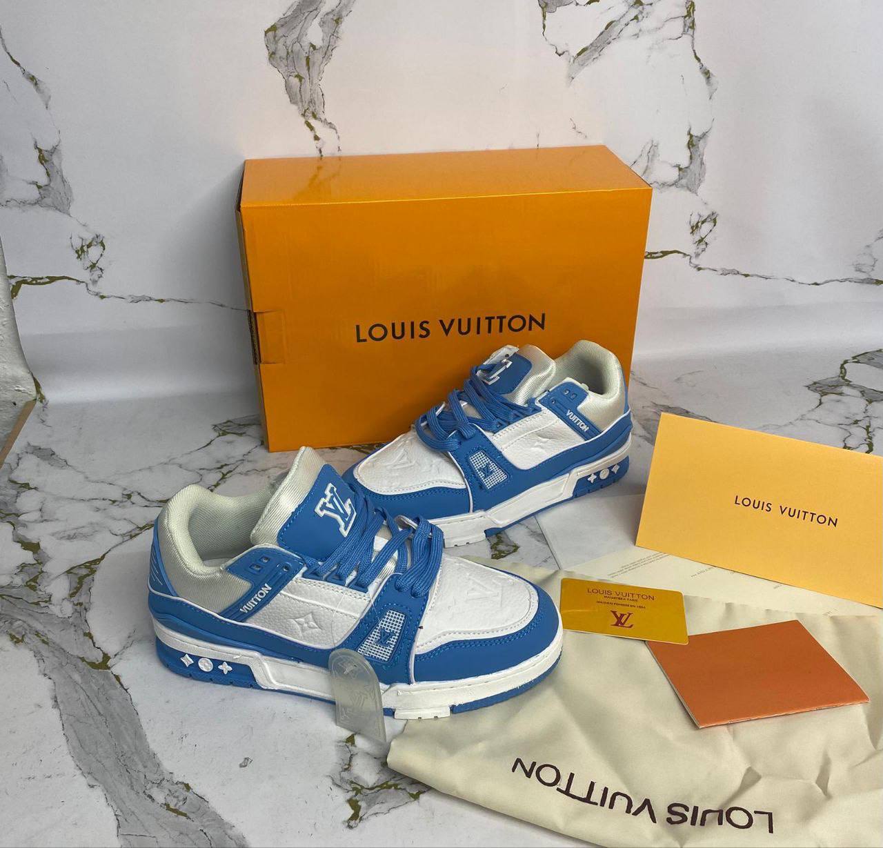 Louis Vuitton LV Trainer "Monogram Denim White Blue" 1A9JGV Trainers Women's Reps Sale UK Best Quality AAA Replica