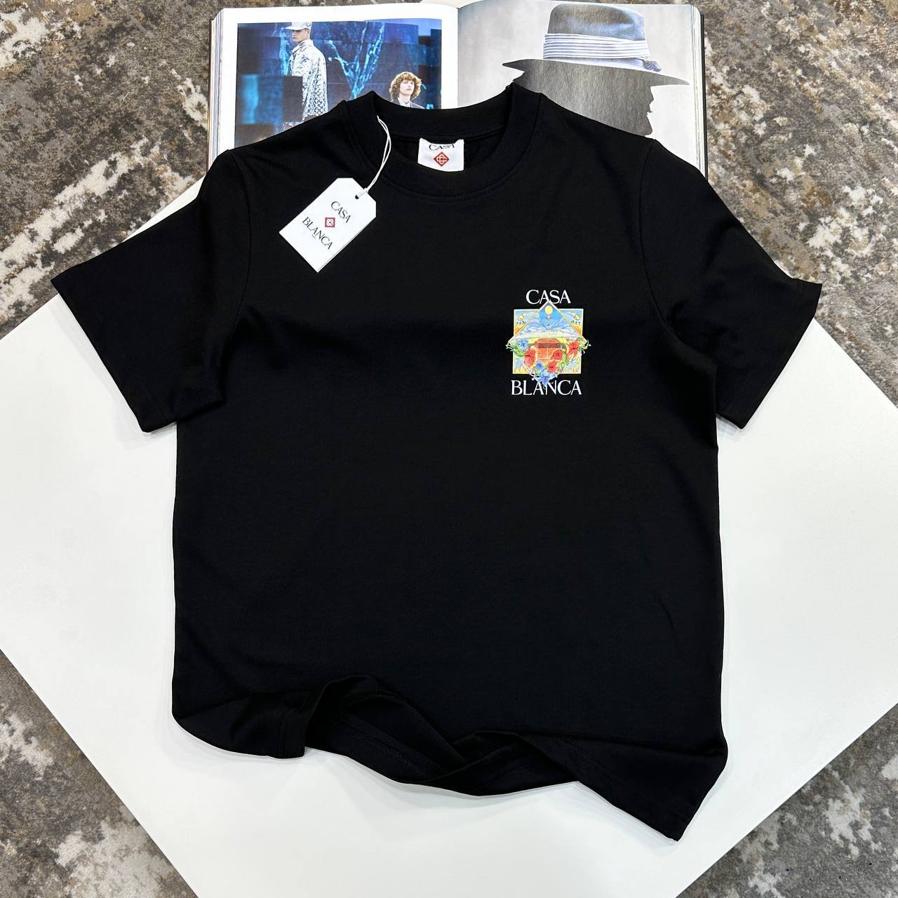 Casablanca Flower Court Icon Crewneck Men's Women's T-Shirts in 2 Colors Reps Sale UK Best Quality AAA Replica