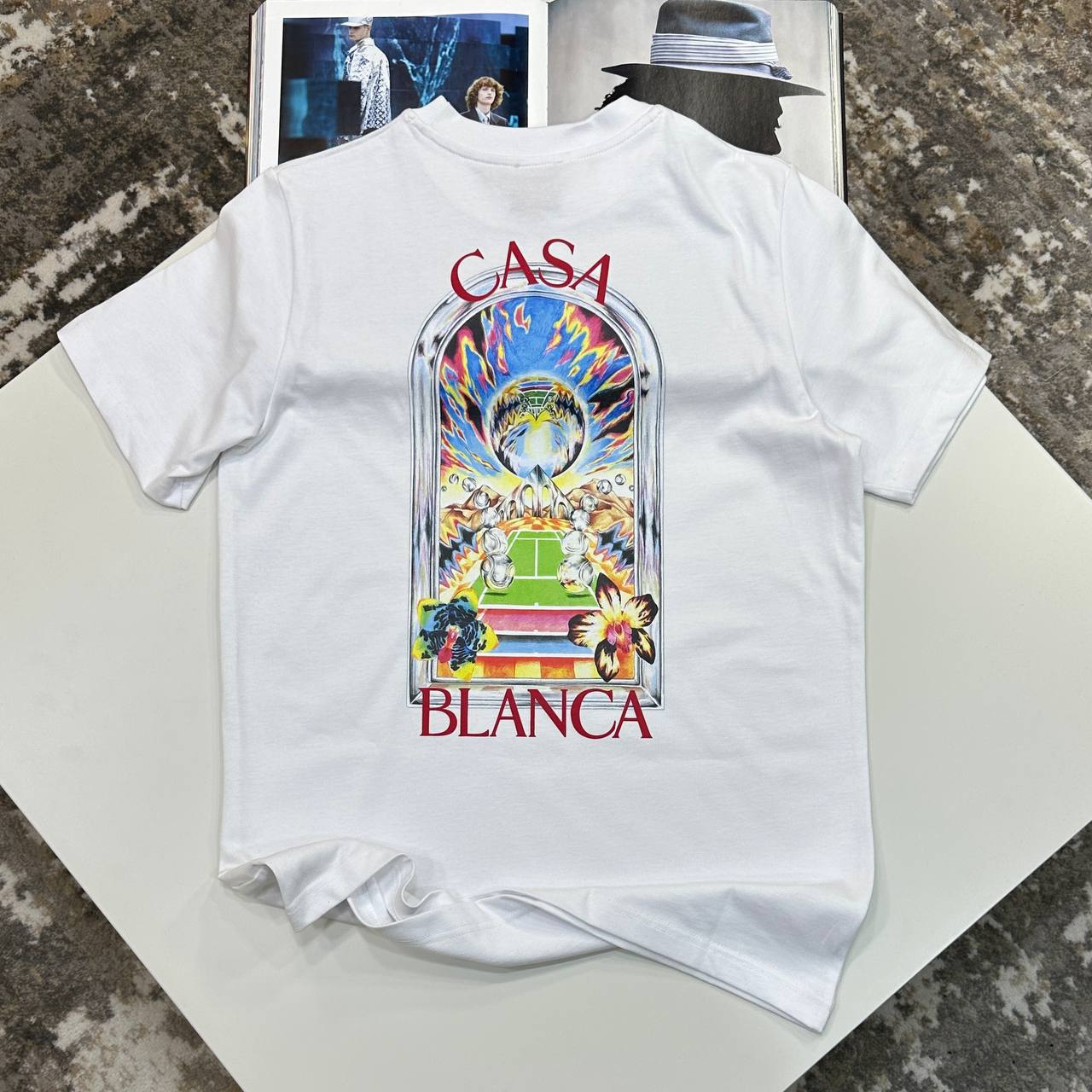 Casablanca Landscape Graphic Print Crewneck Men's Women's T-Shirts in 2 Colors Reps Sale UK Best Quality AAA Replica