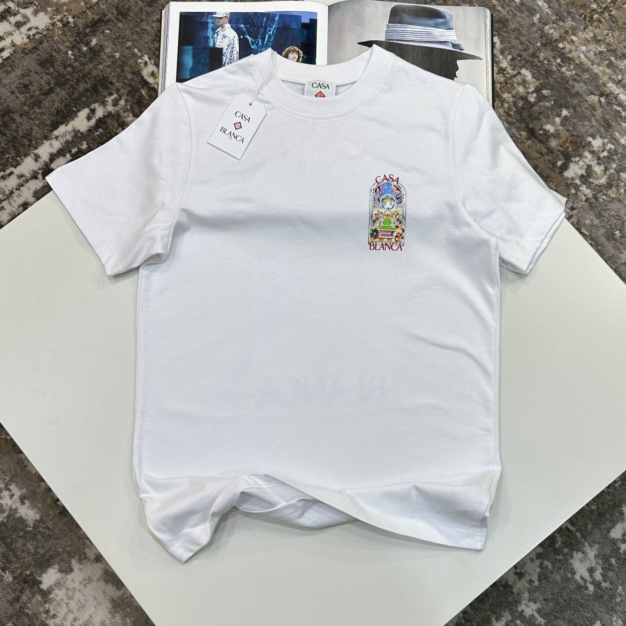 Casablanca Landscape Graphic Print Crewneck Men's Women's T-Shirts in 2 Colors Reps Sale UK Best Quality AAA Replica