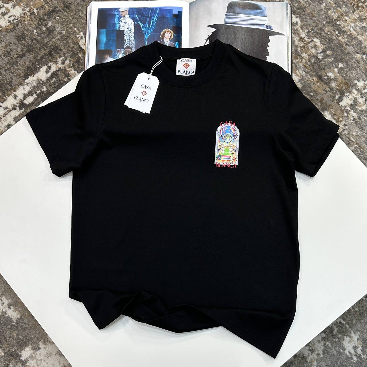 Casablanca Landscape Graphic Print Crewneck Men's Women's T-Shirts in 2 Colors Reps Sale UK Best Quality AAA Replica
