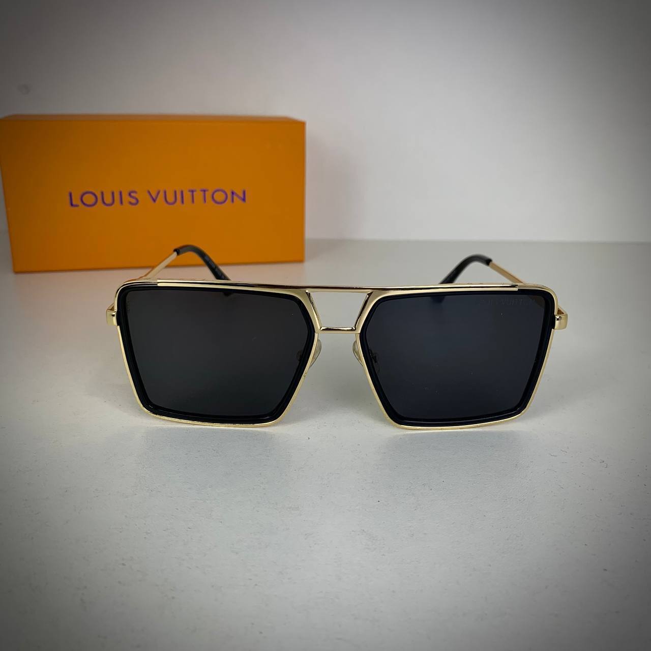 Louis Vuitton Evidence Metal Square Men's Sunglasses Z1584U Black/Gold Frame Reps UK Best Quality Sale AAA Replica