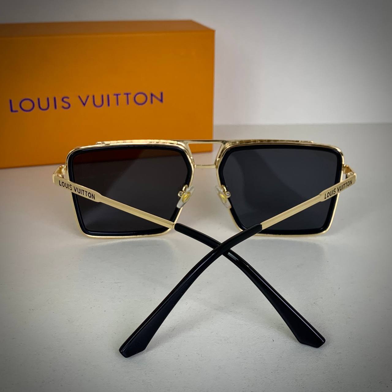 Louis Vuitton Evidence Metal Square Men's Sunglasses Z1584U Black/Gold Frame Reps UK Best Quality Sale AAA Replica