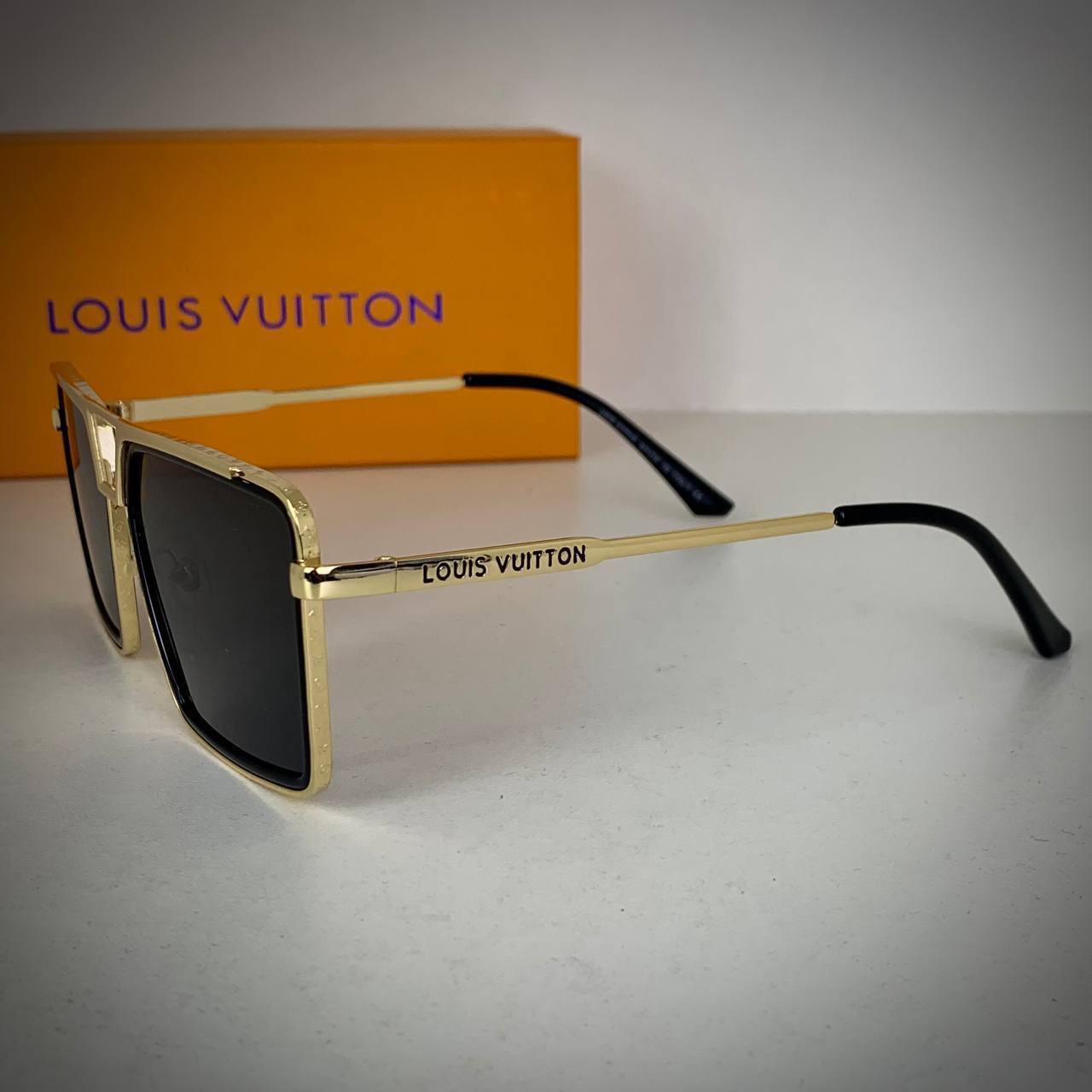 Louis Vuitton Evidence Metal Square Men's Sunglasses Z1584U Black/Gold Frame Reps UK Best Quality Sale AAA Replica