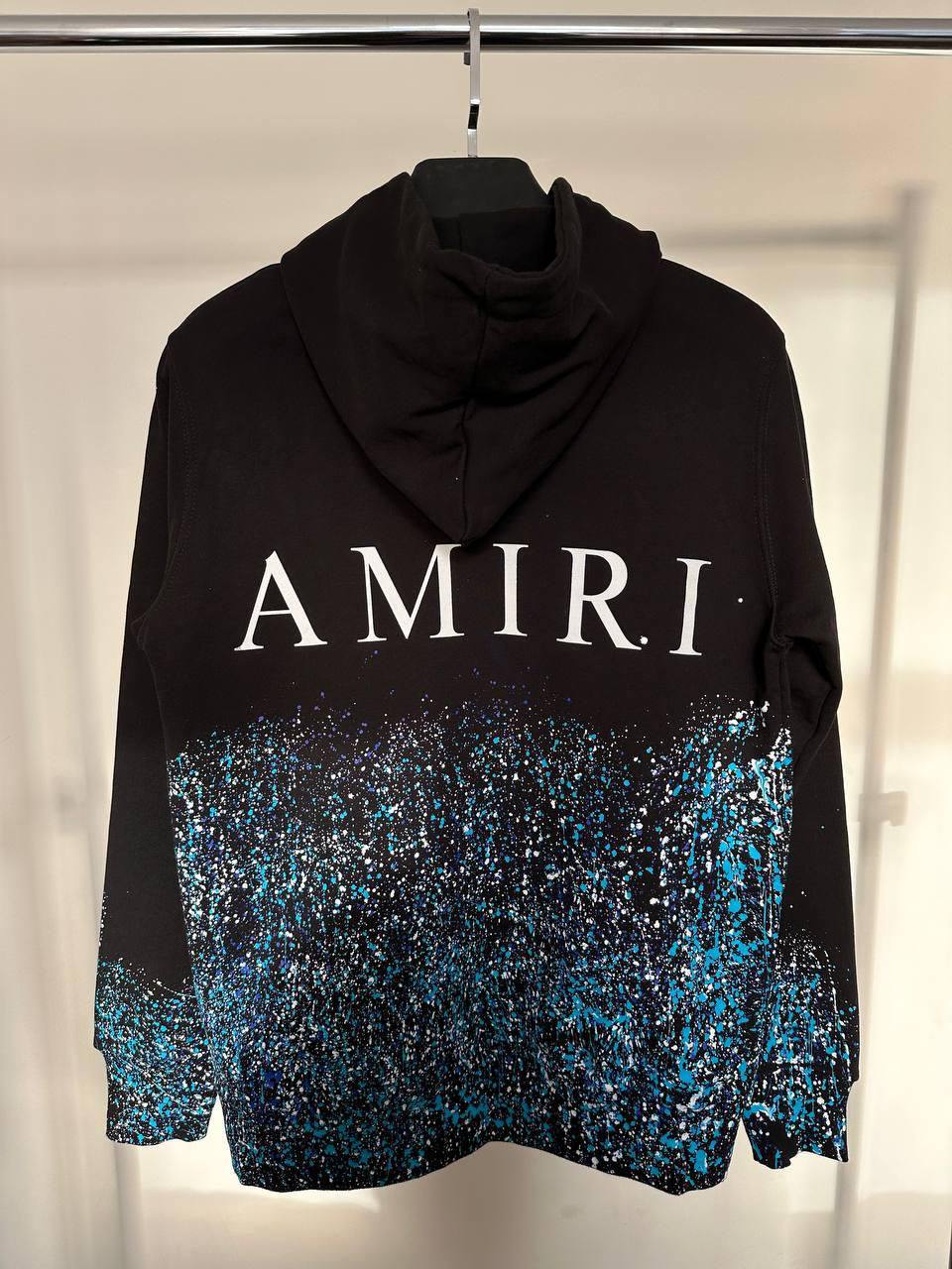 Amiri Blue Paint Splattered Crystal Hoodie Men's Women's in 2 Colors Reps UK Best Quality Sale AAA Replica