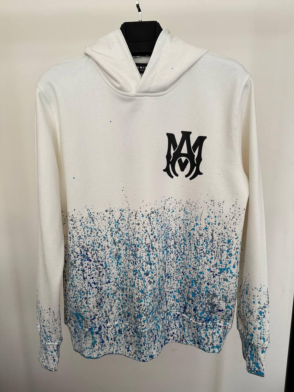 Amiri Blue Paint Splattered Crystal Hoodie Men's Women's in 2 Colors Reps UK Best Quality Sale AAA Replica