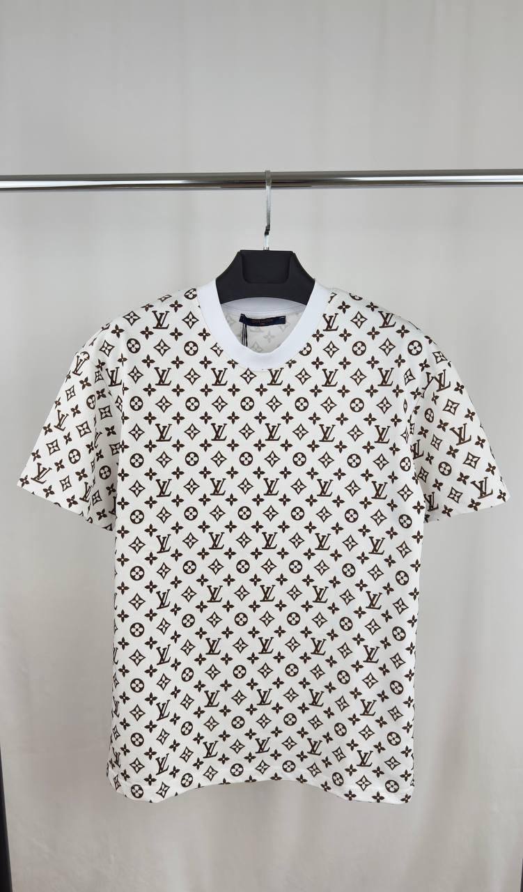 Louis Vuitton Monogram Pattern Crewneck Design T-Shirt in 2 Colors Men's Women's Reps Sale UK Best Quality AAA Replica