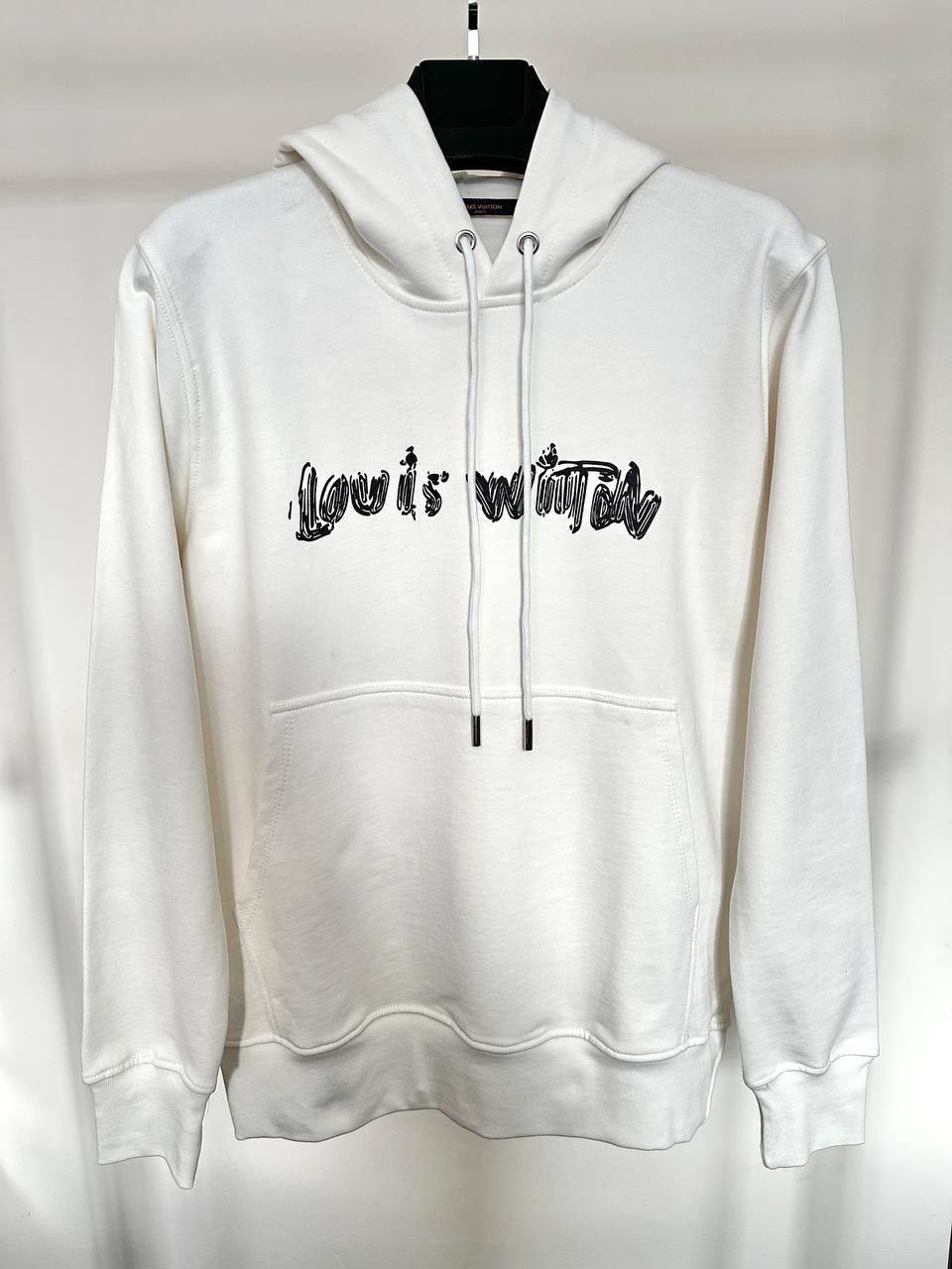 Louis Vuitton Embroidered Script Signature Logo Hoodie Men's Women's in 2 Colors Reps UK Best Quality Sale AAA Replica