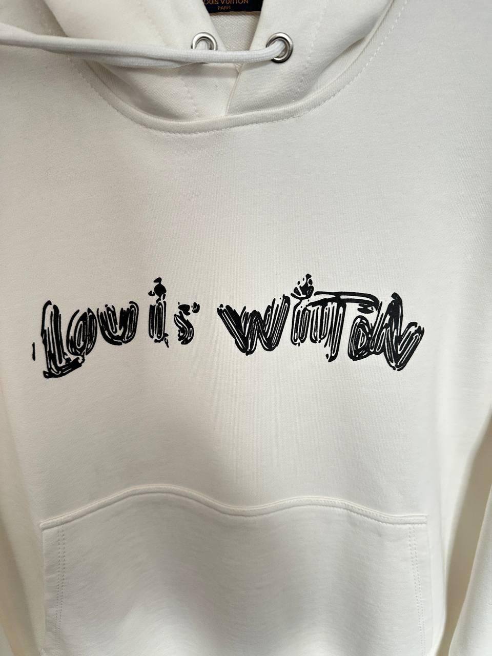 Louis Vuitton Embroidered Script Signature Logo Hoodie Men's Women's in 2 Colors Reps UK Best Quality Sale AAA Replica