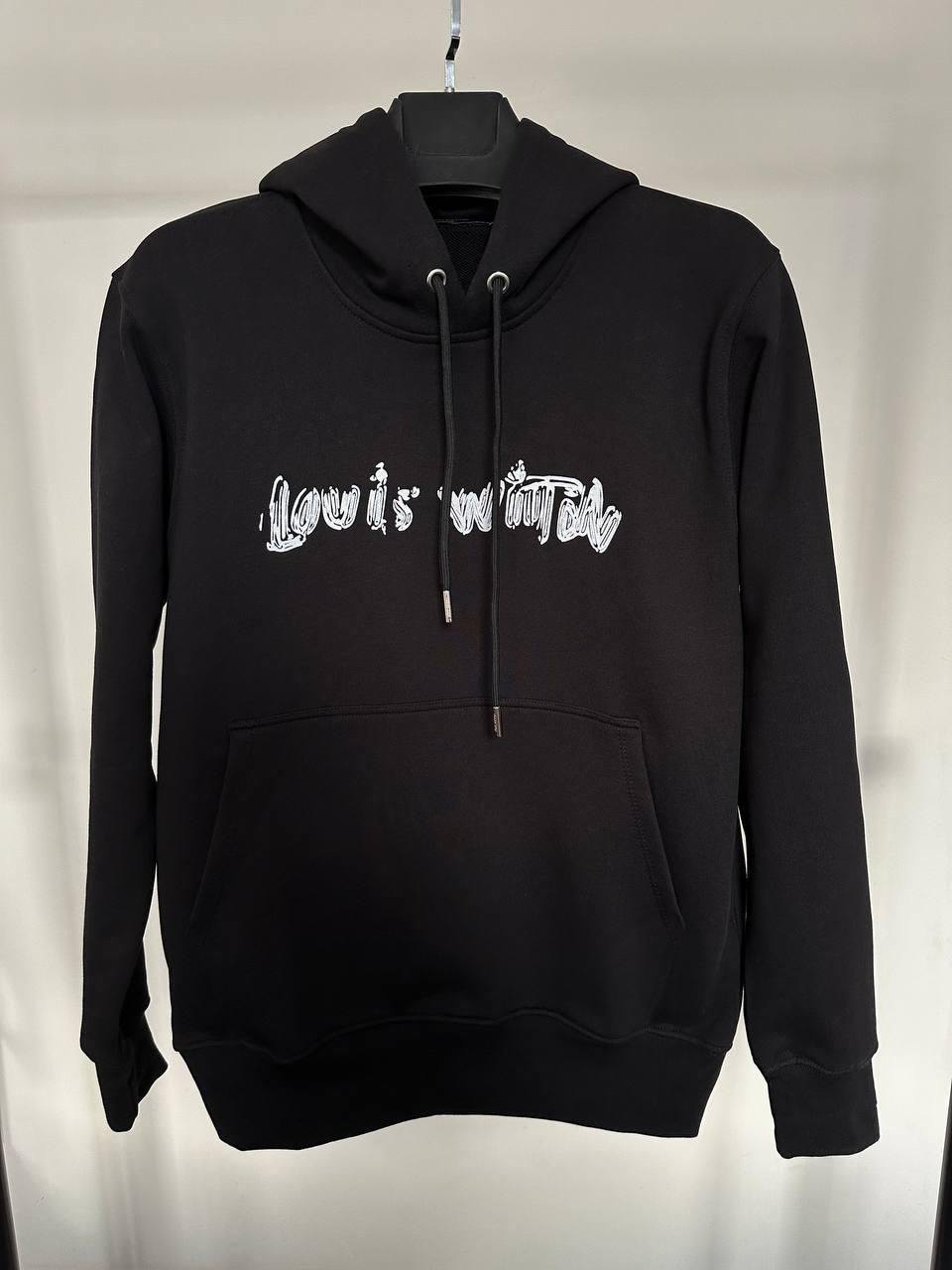 Louis Vuitton Embroidered Script Signature Logo Hoodie Men's Women's in 2 Colors Reps UK Best Quality Sale AAA Replica