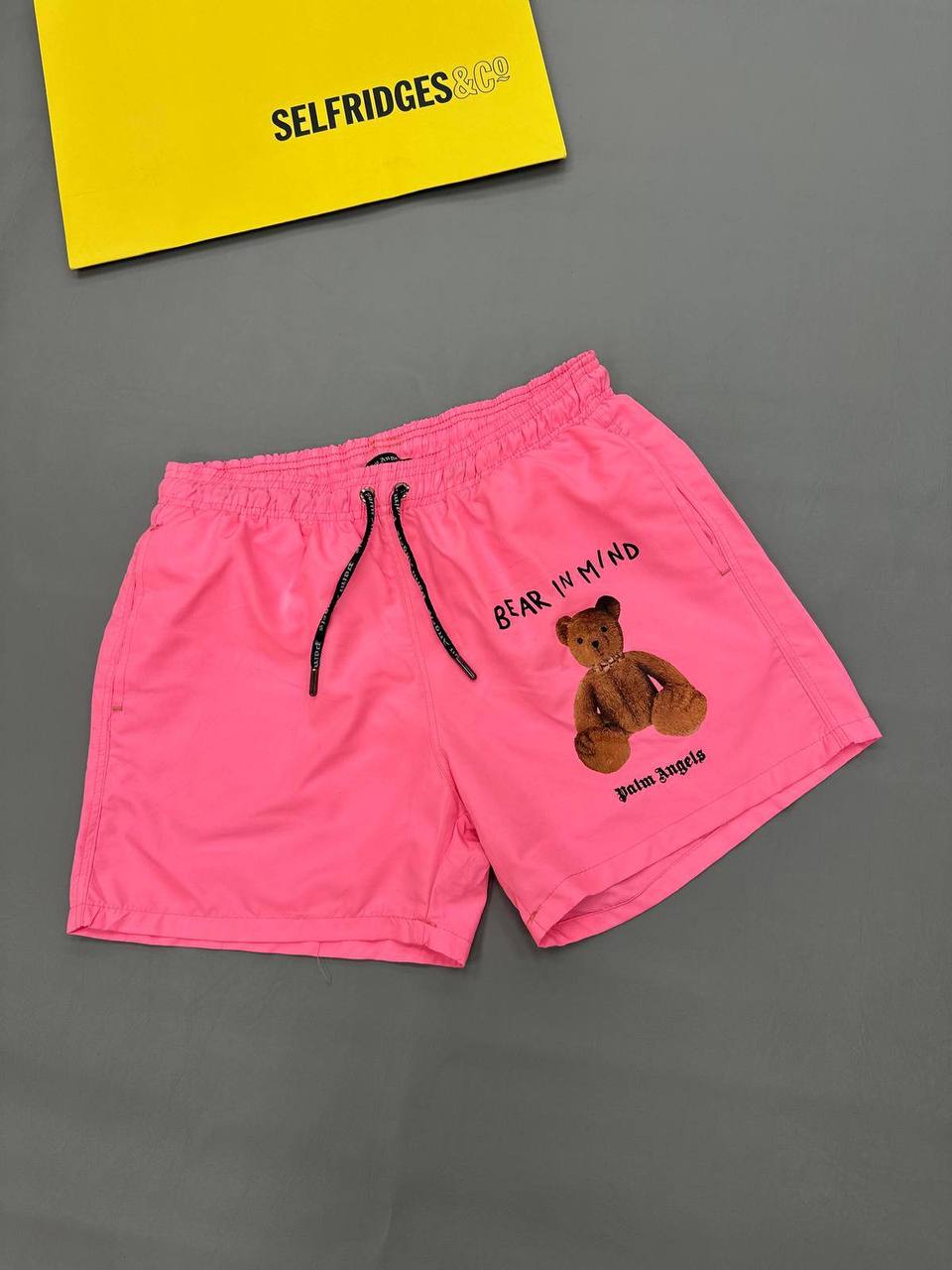 Palm Angels 'Bear In Mind' Teddy Graphic Print Swim Shorts in Pink Color Men's Reps Sale UK Best Quality AAA Replica