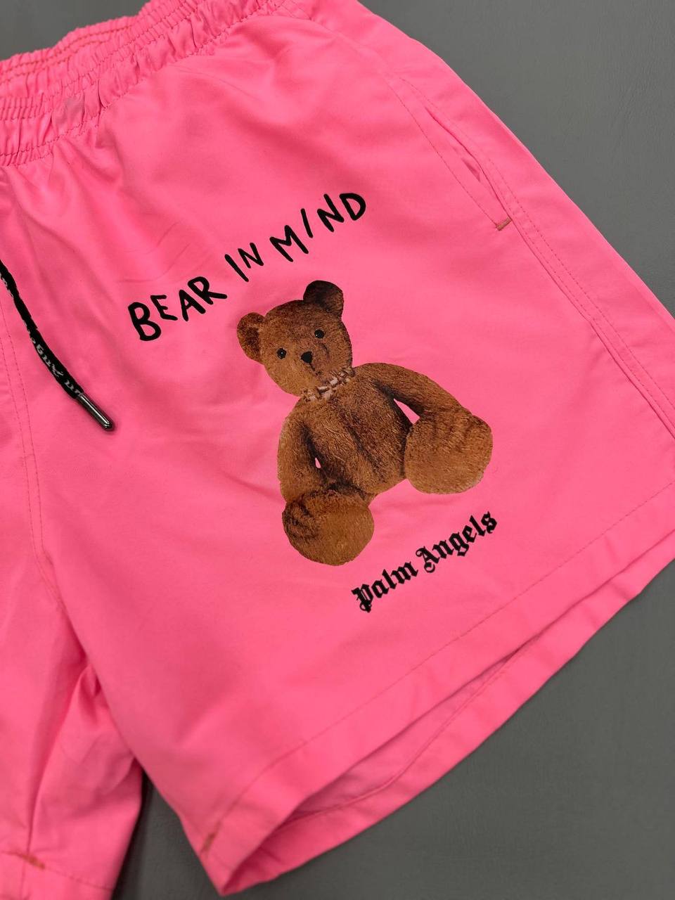 Palm Angels 'Bear In Mind' Teddy Graphic Print Swim Shorts in Pink Color Men's Reps Sale UK Best Quality AAA Replica