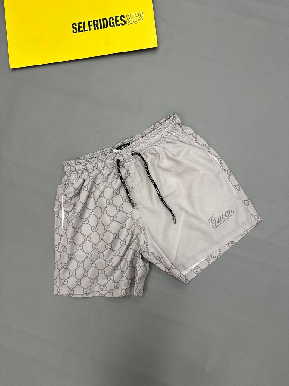 Gucci Split GG Monogram Print Swim Shorts in Grey Color Men's Reps Sale UK Best Quality AAA Replica