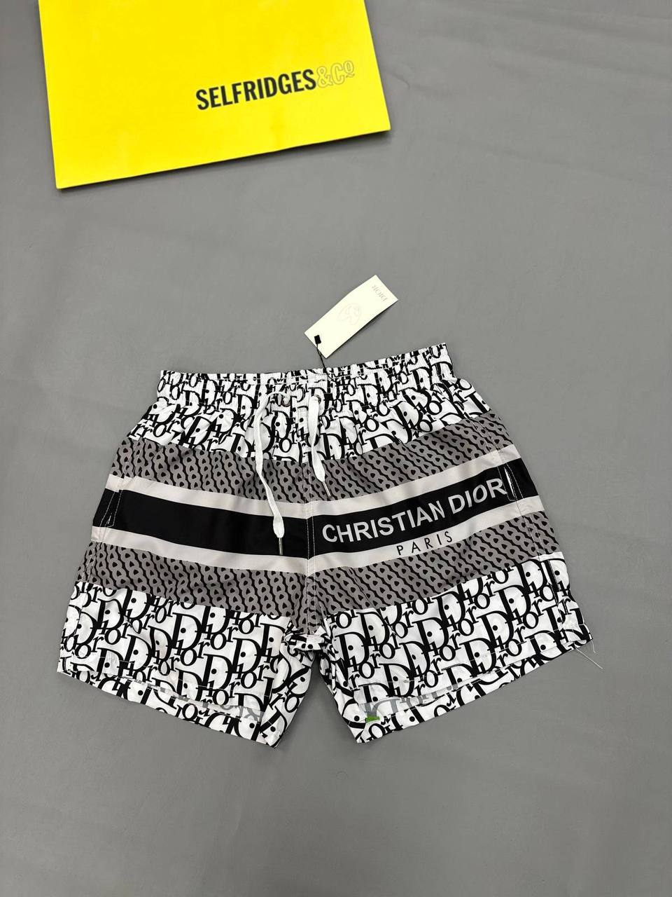 Christian Dior Oblique Color Block Swim Shorts Set Men's in Black/White Color Reps Sale UK Best Quality Sale AAA Replica