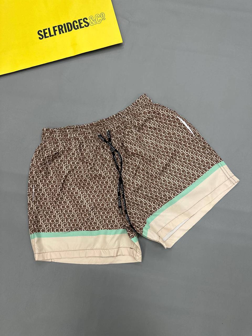 Gucci Allover Geometric Monogram Swim Shorts in Brown Color 791101-XHAJO-2270 Men's Reps Sale UK Best Quality AAA Replica