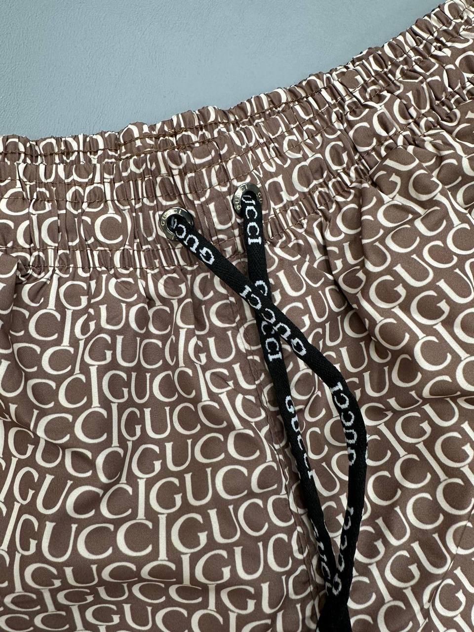Gucci Allover Geometric Monogram Swim Shorts in Brown Color 791101-XHAJO-2270 Men's Reps Sale UK Best Quality AAA Replica