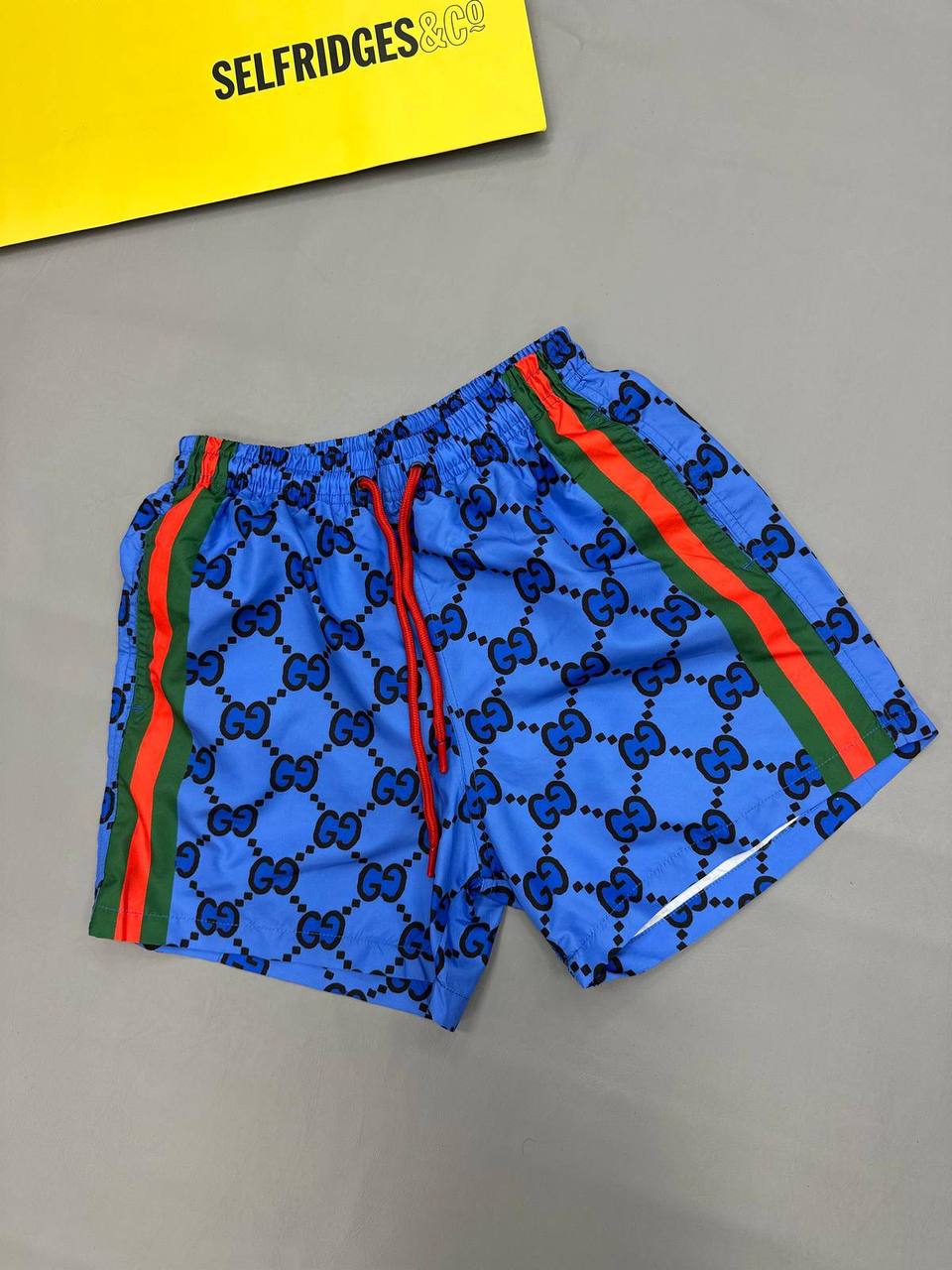 Gucci Allover GG Monogram Web Stripe Swim Shorts in Blue Color Men's Reps Sale UK Best Quality AAA Replica