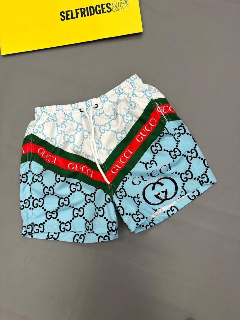 Gucci Diagonal Web Stripe Monogram Swim Shorts Men's Reps Sale UK Best Quality AAA Replica