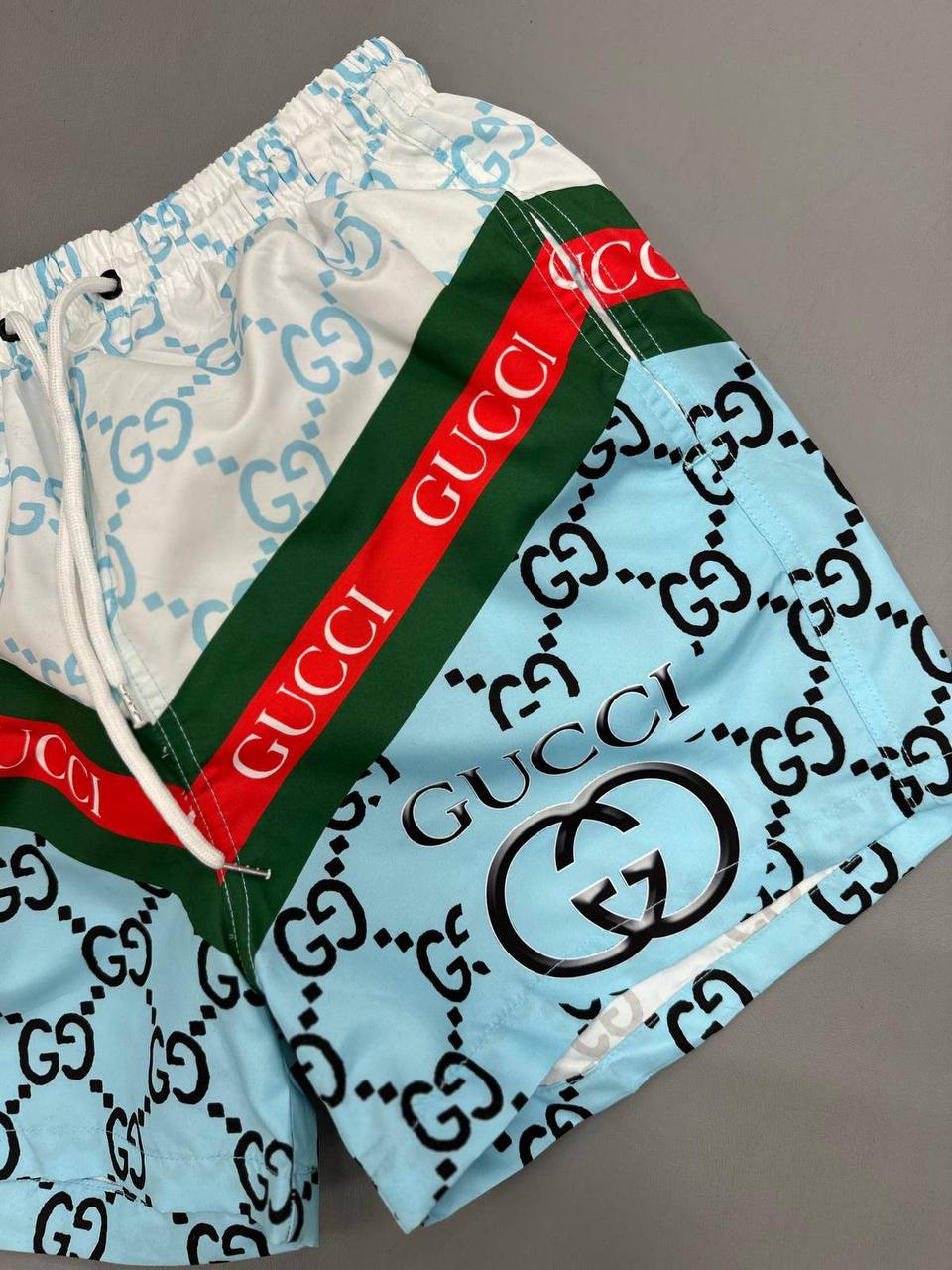 Gucci Diagonal Web Stripe Monogram Swim Shorts Men's Reps Sale UK Best Quality AAA Replica