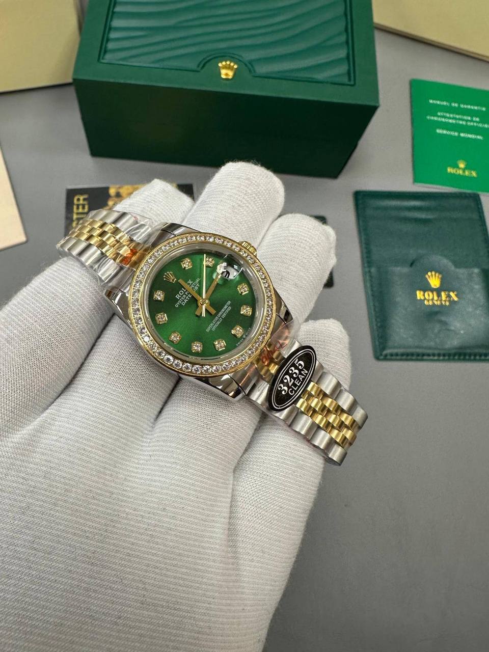 Rolex Lady-Datejust Two Tone 126284RBR Green Dial Diamond Bezel Jubilee Bracelet Women's Watch Reps Sale UK Best Quality AAA Replica