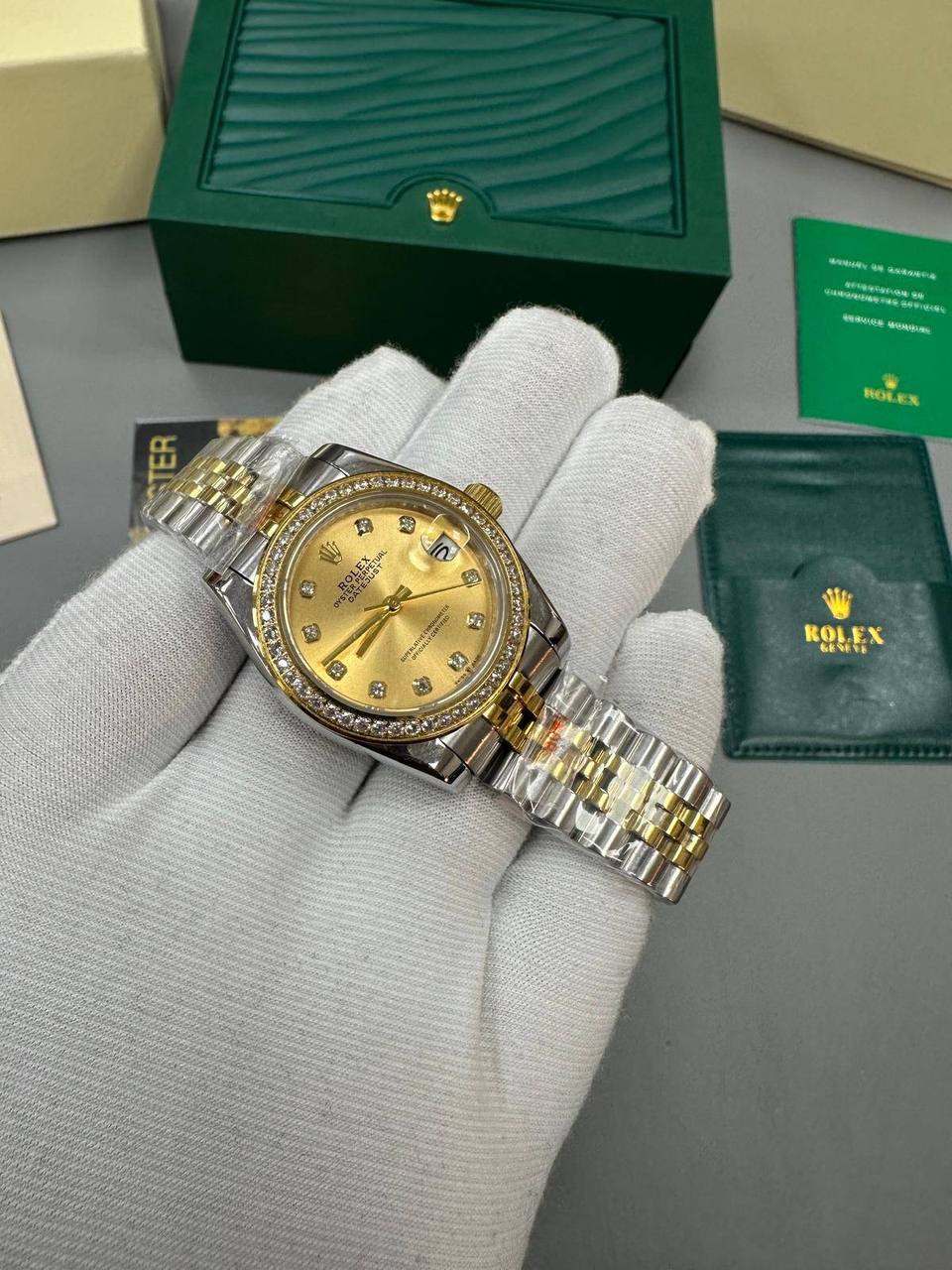 Rolex Lady-Datejust 126283RBR Two Tone Golden Dial Diamond Bezel Jubilee Bracelet Women's Watch Reps Sale UK Best Quality AAA Replica