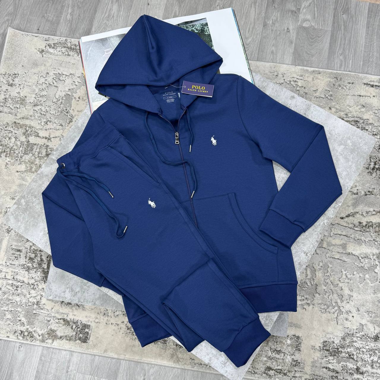 Polo Ralph Lauren Logo Double-Knit Full-Zip Navy Blue Tracksuit Mens Reps Sale UK Best Quality AAA Replica