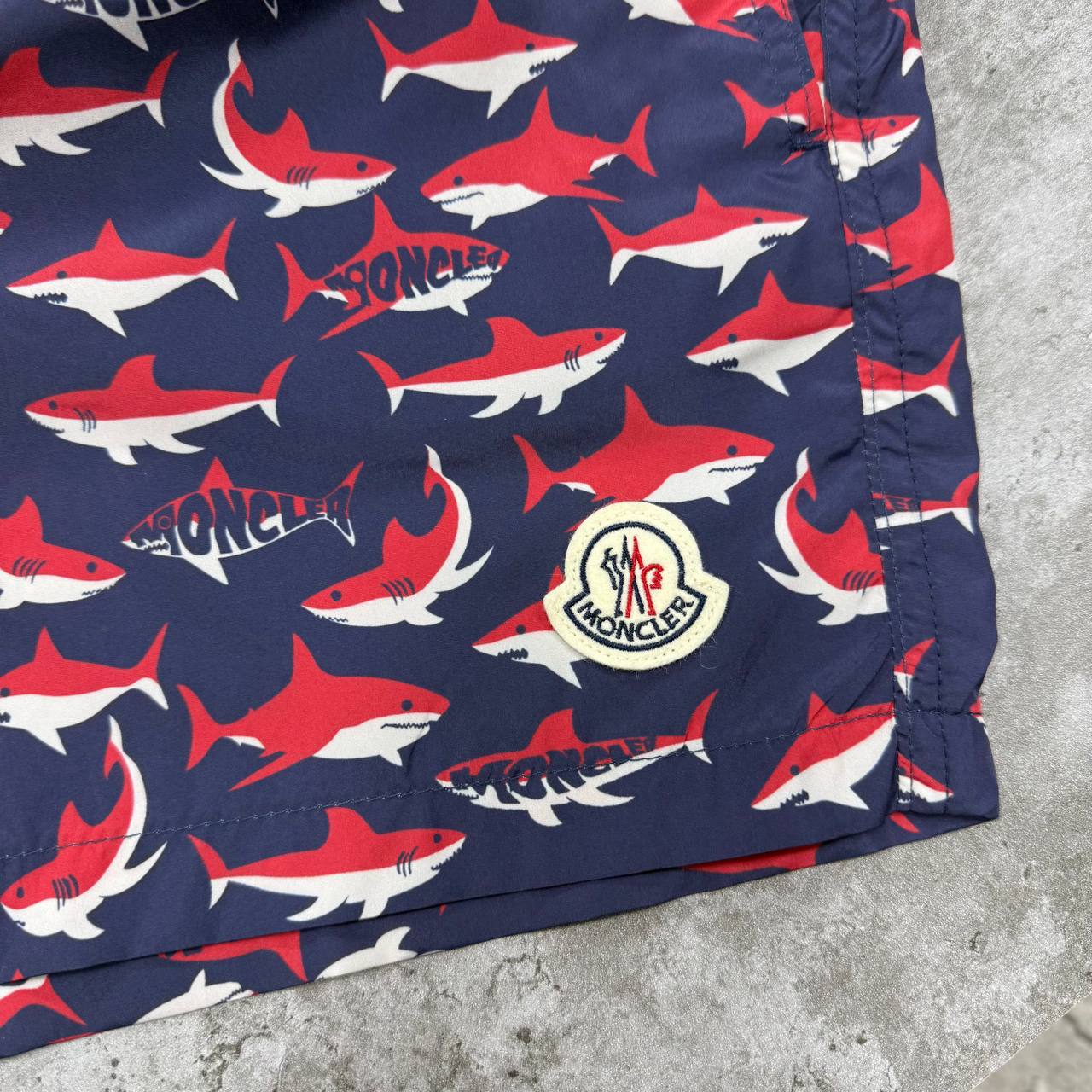 Moncler Shark-Print Drawstring Swim Shorts Men's Reps Sale UK Best Quality AAA Replica