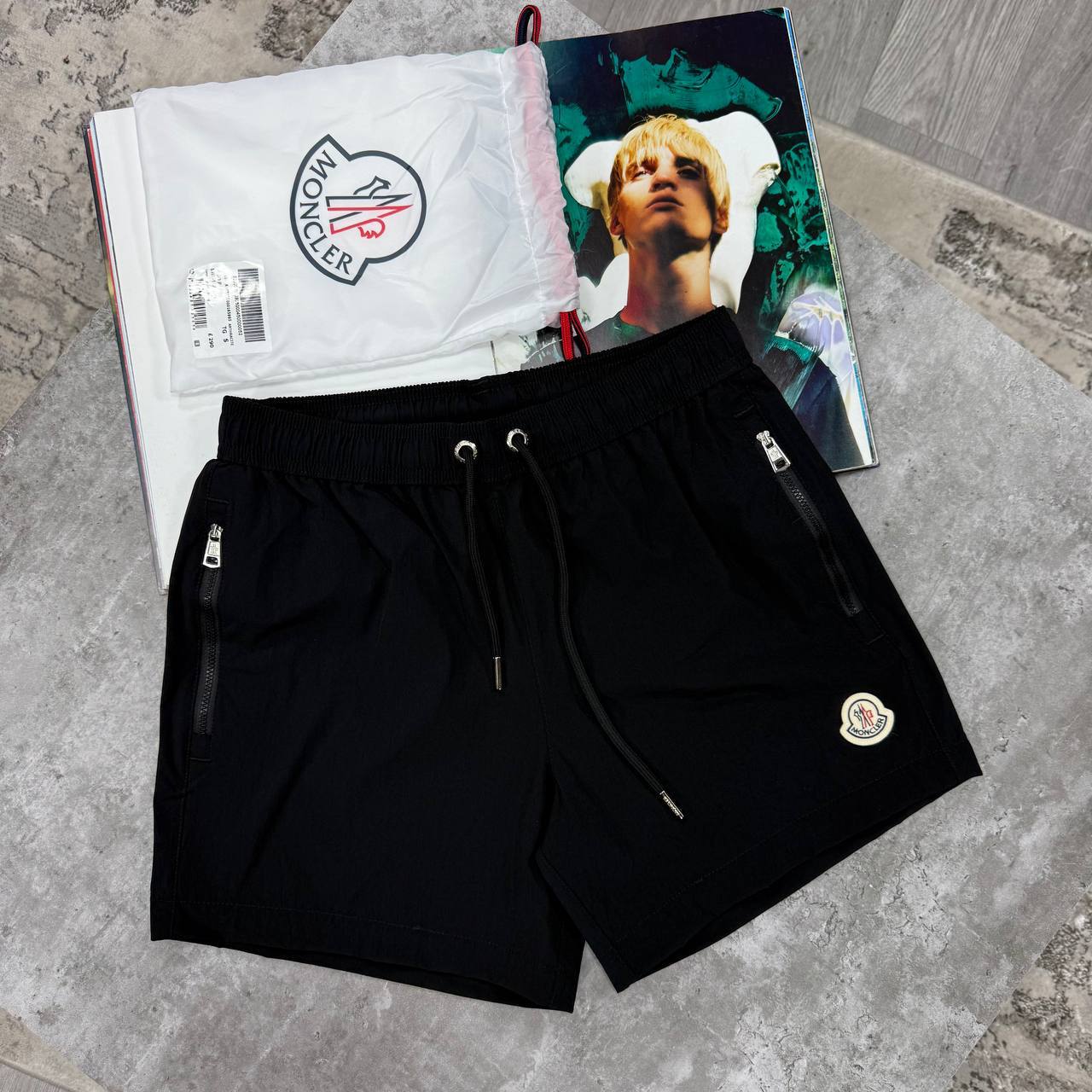 Moncler Logo-Patch Zip-Pocket Swim Shorts Black Men's Reps Sale UK Best Quality AAA Replica
