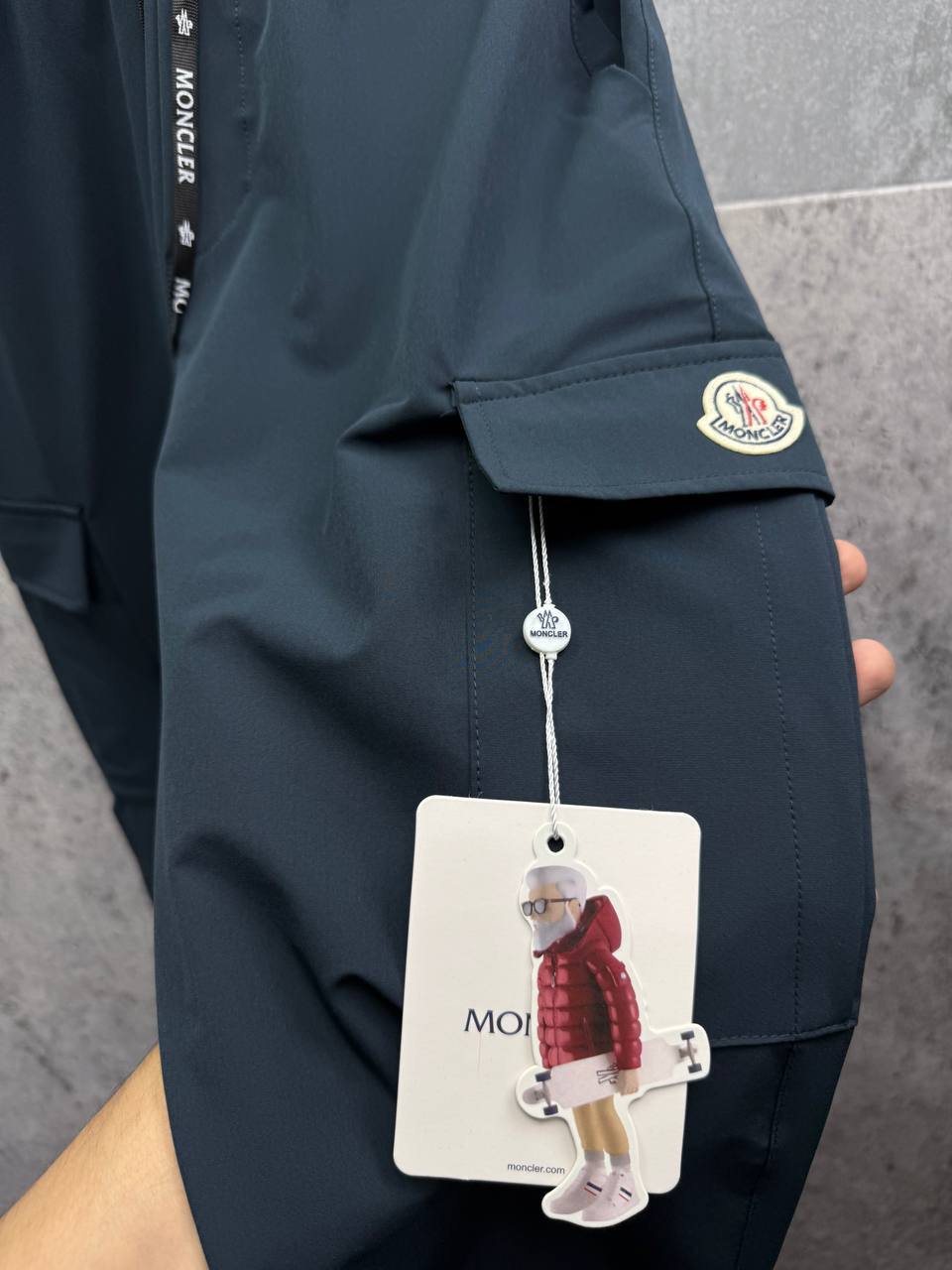 Moncler Logo-Patch Men's Navy Blue Cargo Pants in Multiple Waist Sizes Reps Sale UK Best Quality AAA Replica