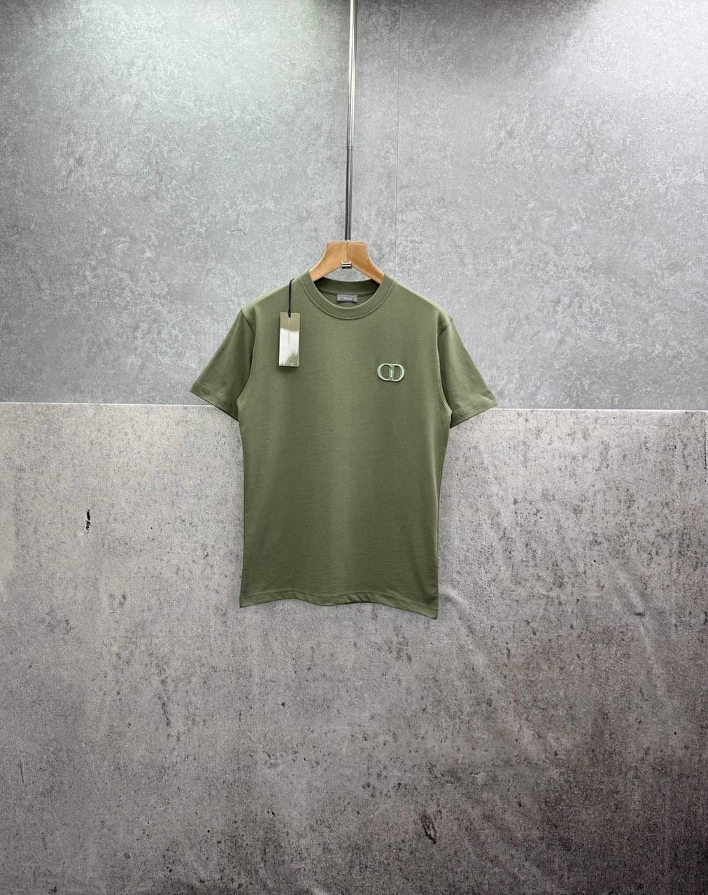 Christian Dior CD Icon Embroidered Men's Women's T-Shirts in Olive Green Color Reps Sale UK Best Quality AAA Replica