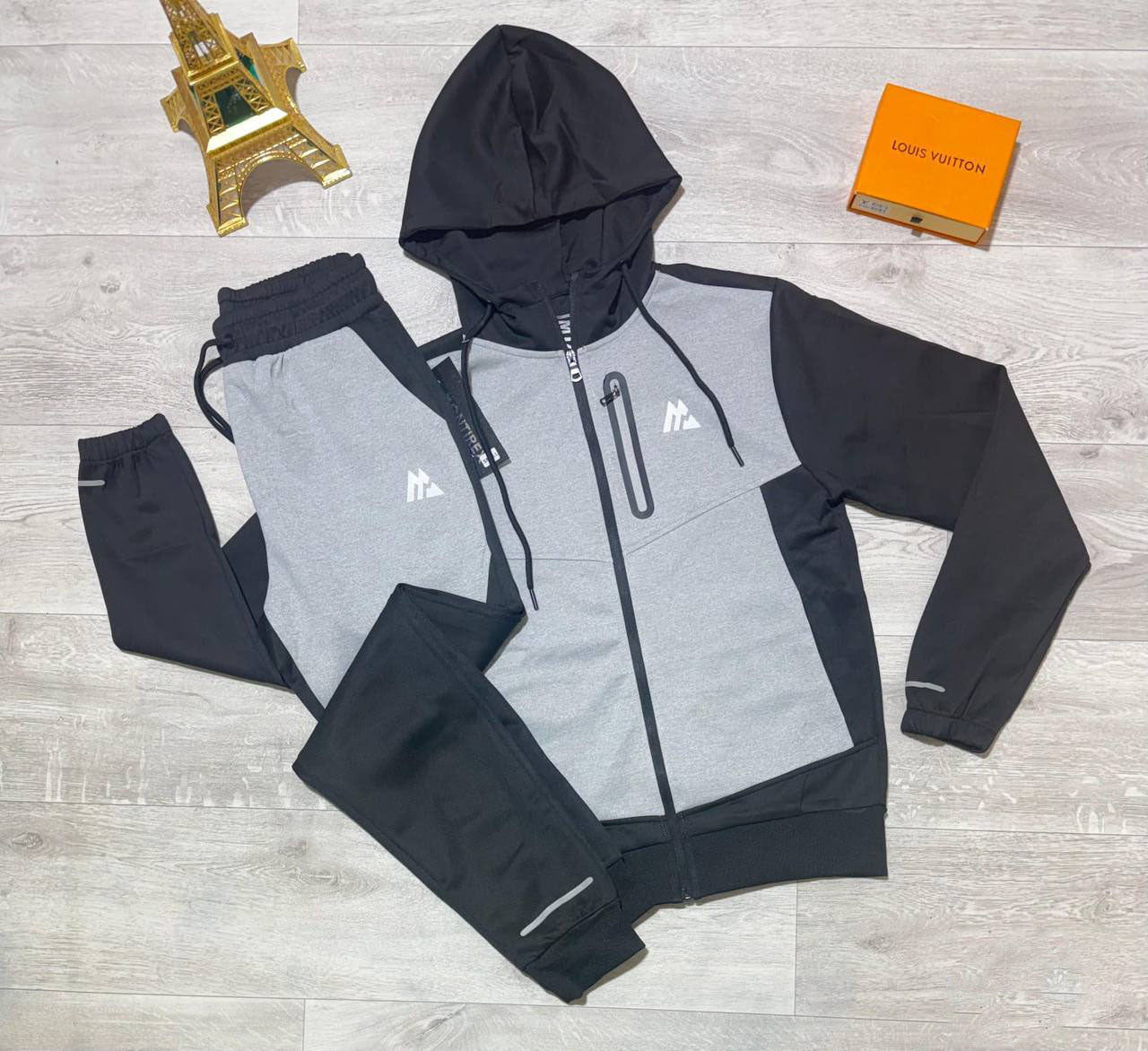 Montirex MTX Panel Logo Tracksuit Men's in Grey/Black Color Reps Sale Best Quality AAA Replica