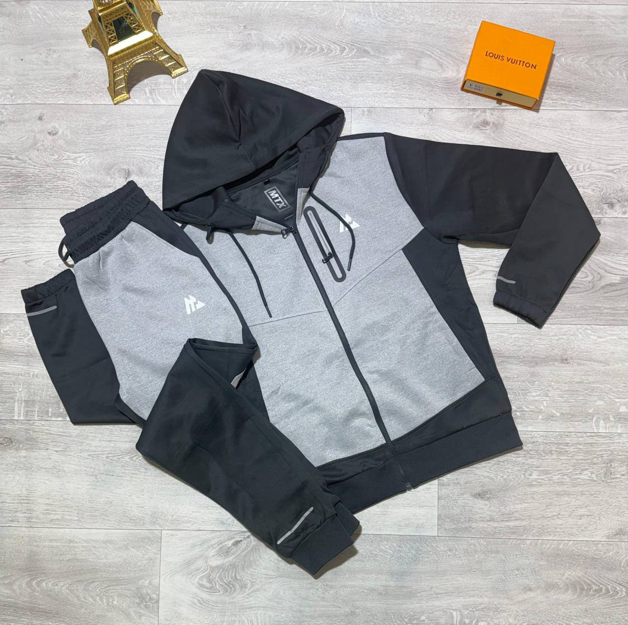 Montirex MTX Panel Logo Tracksuit Men's in Grey/Black Color Reps Sale Best Quality AAA Replica