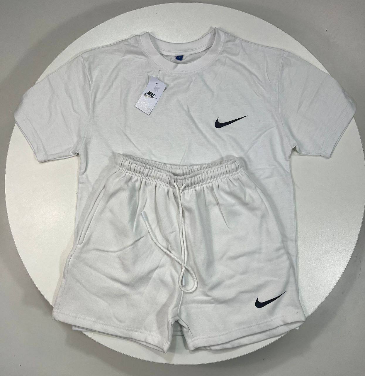 Nike Club Fleece Short-Sleeve T-Shirt & Shorts Set Light Grey Women's Reps UK Best Quality Sale AAA Replica